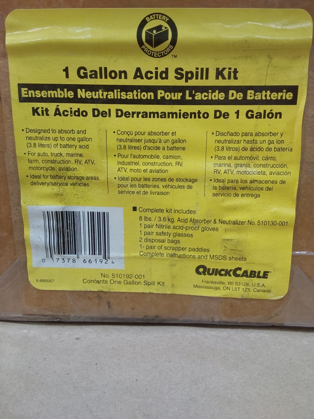 RESCUE® 1 Gallon Battery Acid Spill Kit part # 510195-001