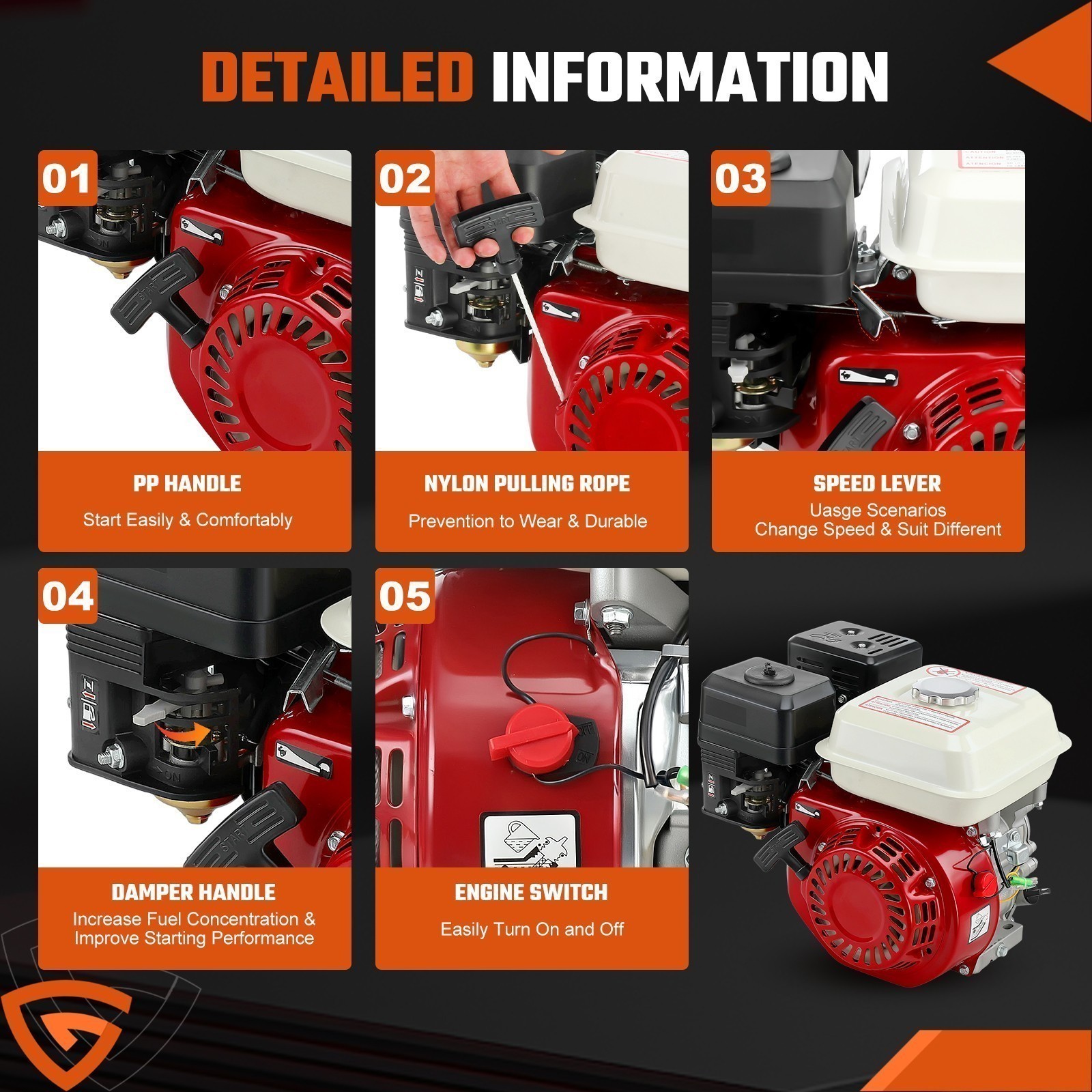 212cc 4-Stroke 7HP Manual Start Horizontal Engine For Go Kart Gas Engine Motor