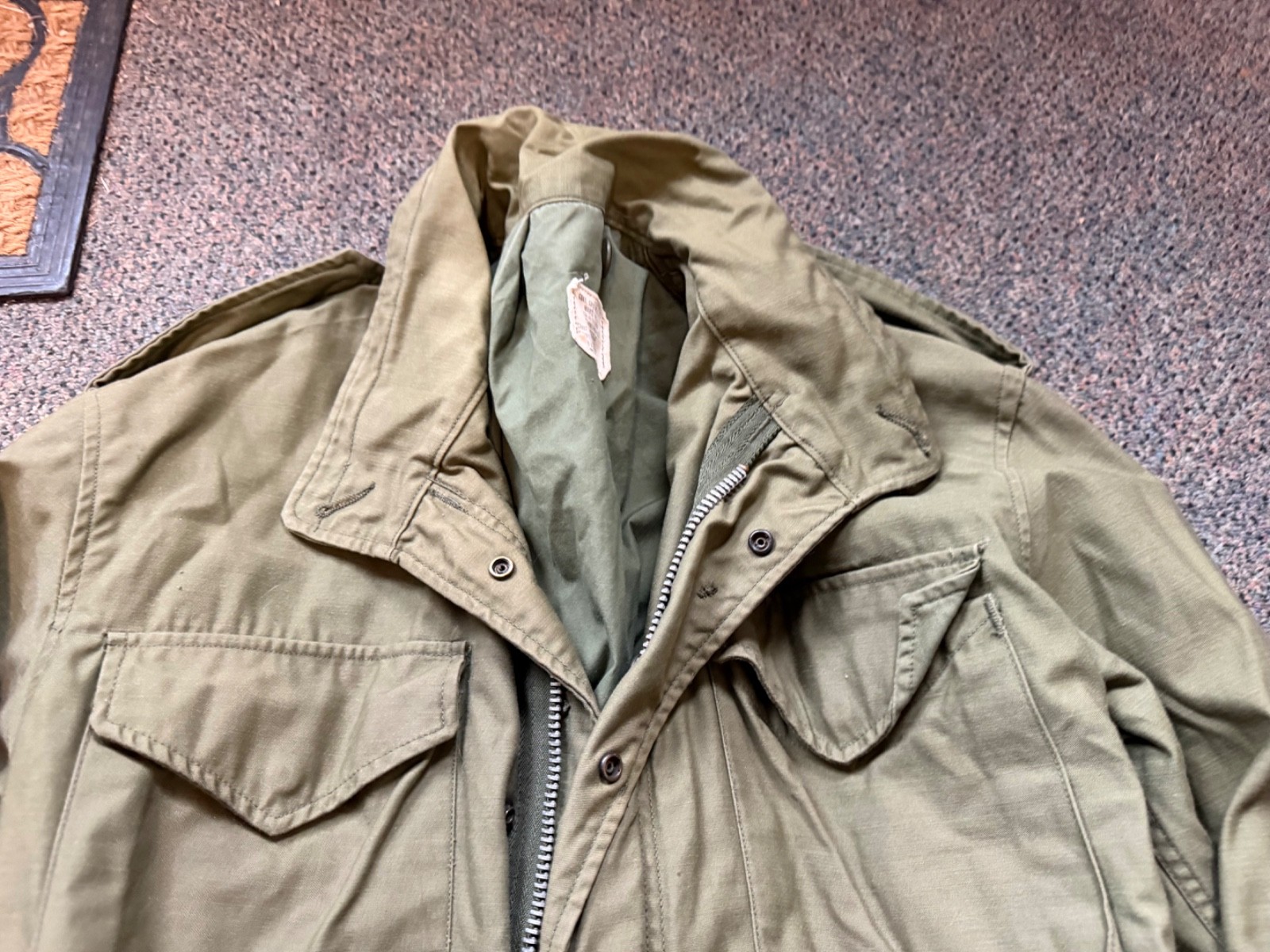 ORIGINAL VIETNAM WAR US ARMY OG-107 COLD WEATHER PARKA-SMALL, 1971