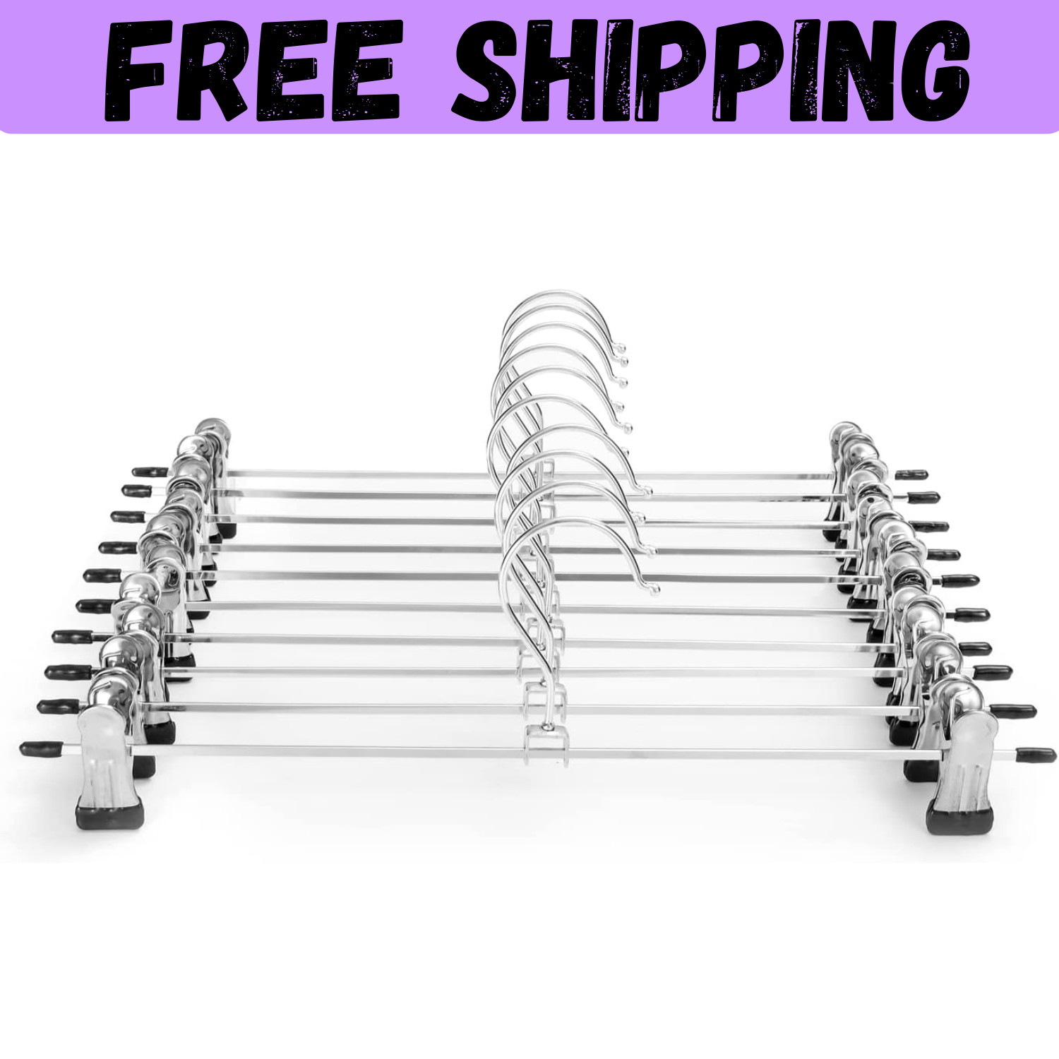Pants Hangers with Clips Heavy Duty 10 Pack Adjustable Metal Pants Hanger Skirt