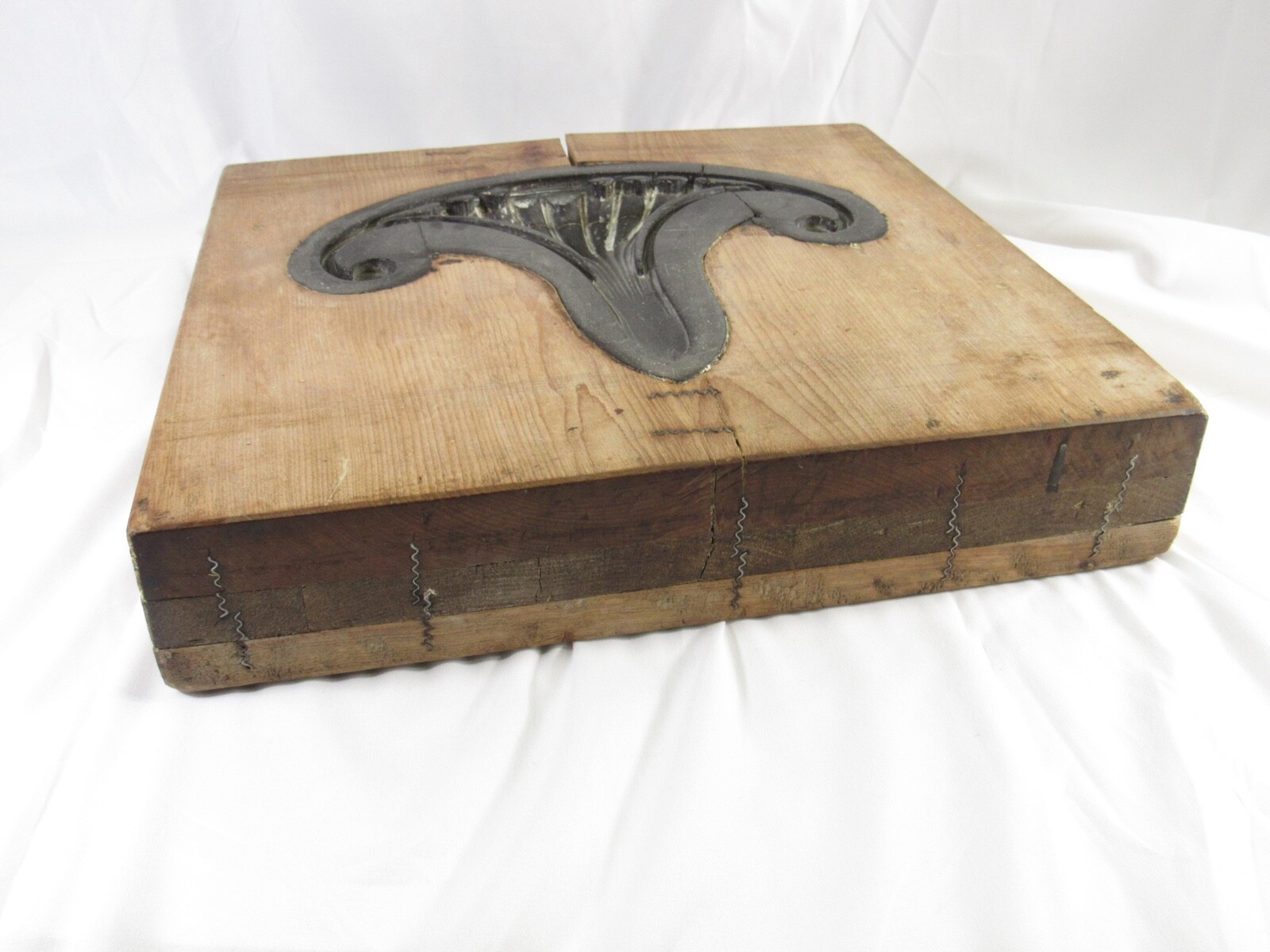 Antique Plaster Cast Molding Mold Wood Block Numbered Architectural Salvage