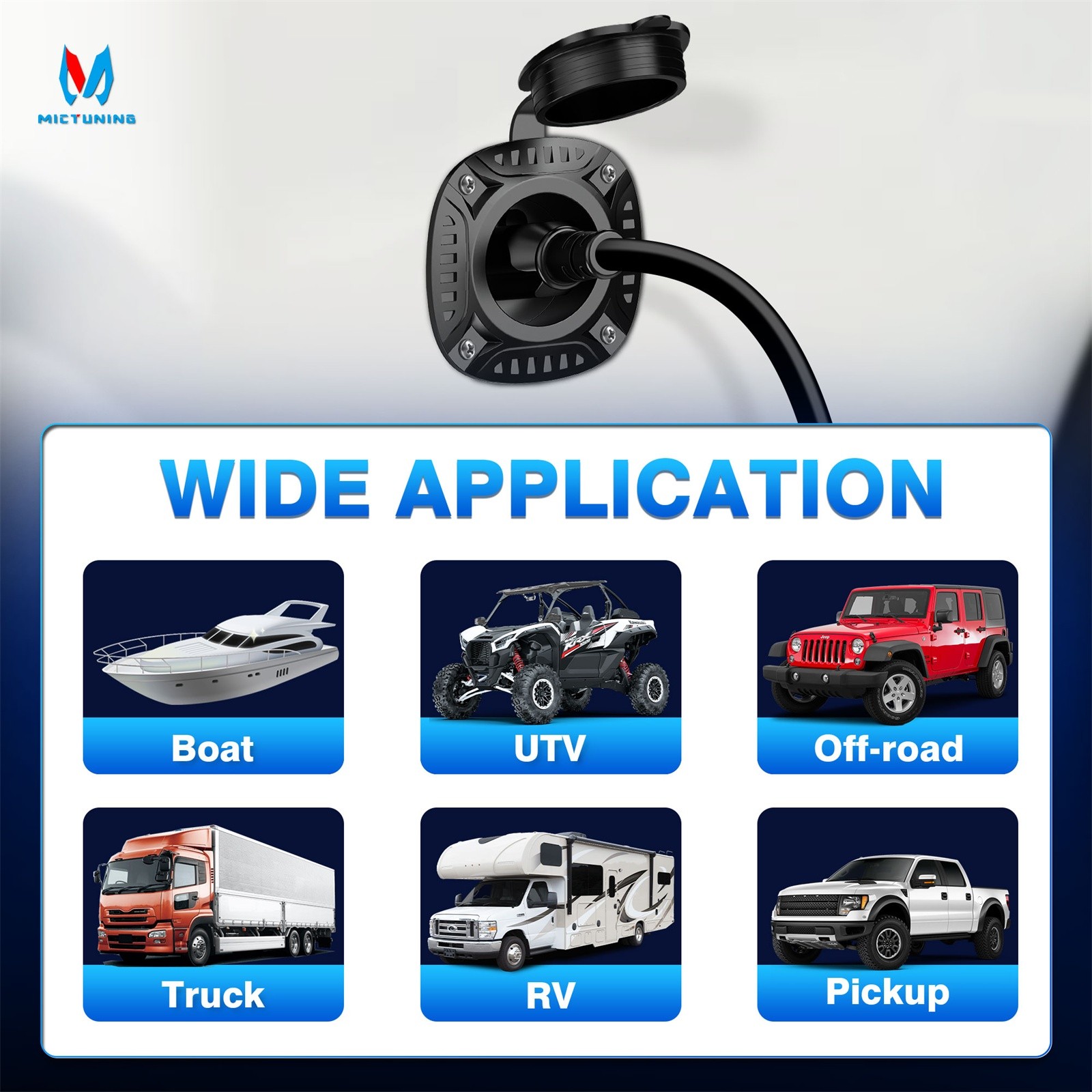 5-in-1 AC Port Plug 20A 125V, Dual 12 AWG Extension Cords for Trailer Truck Boat