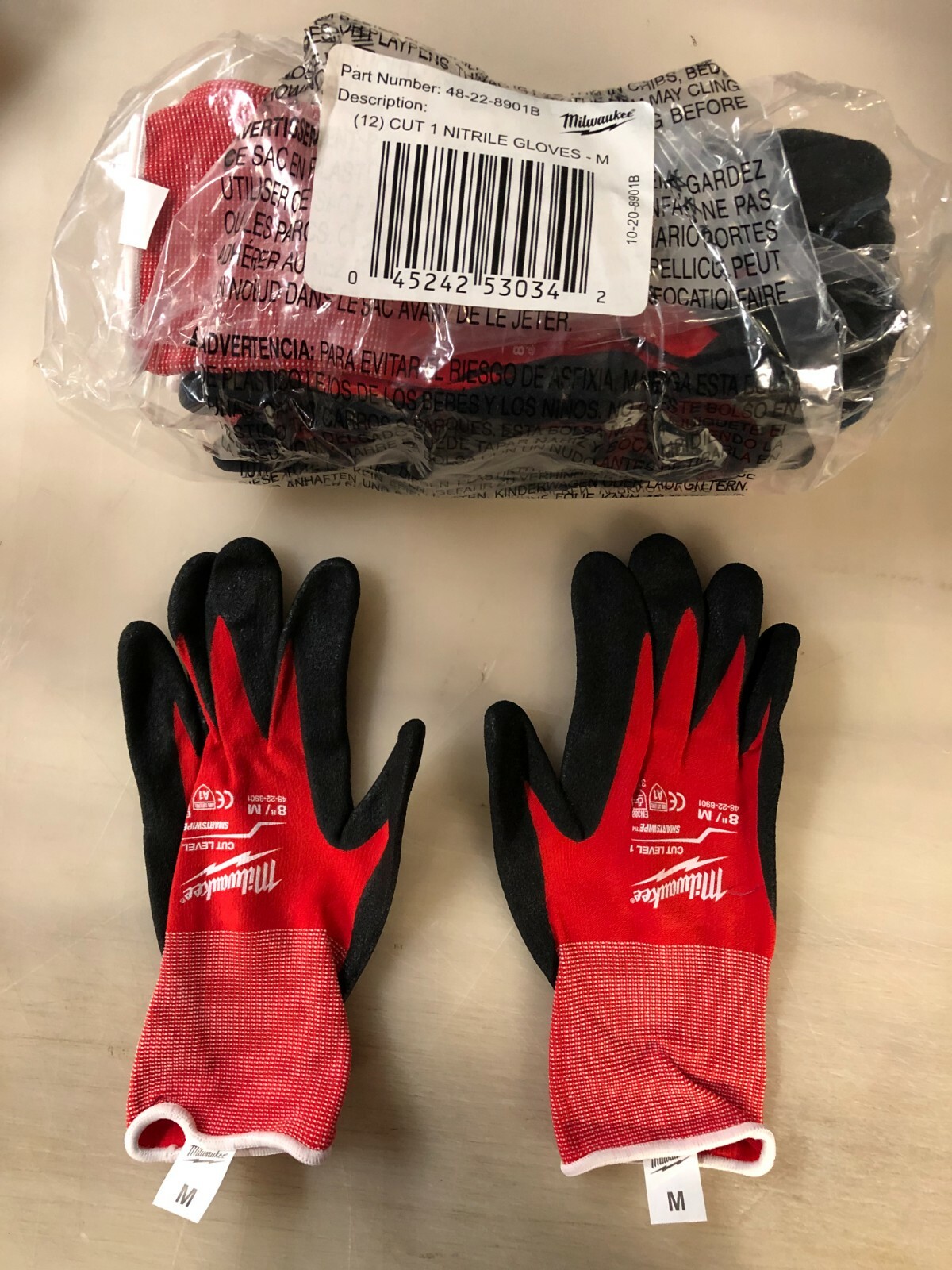 Milwaukee Nitrile XL Nylon Dipped Work Gloves- Red/Black, Pack of 12 48-22-8903P