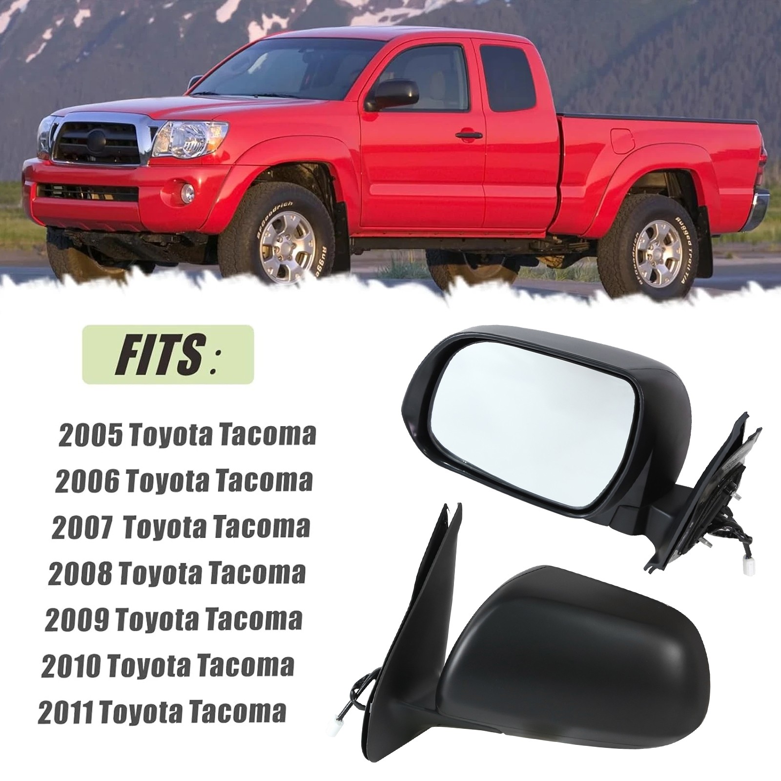 Right Power Mirror Passenger W/ Manual Folding Fit For 2005-2011 Toyota Tacoma