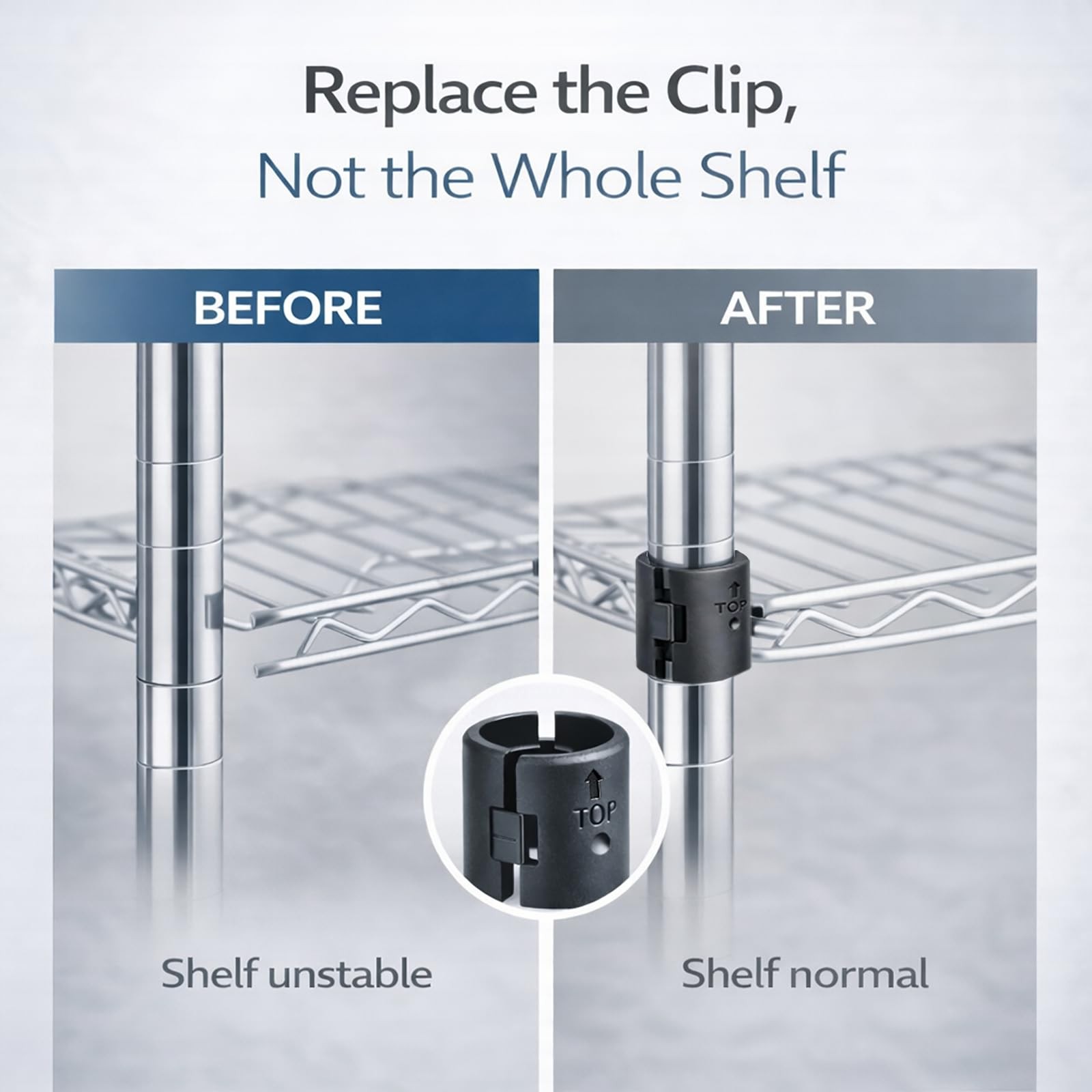 Wire Shelf Clips 3/4 inch, 52 Pcs Wire Shelving Shelf Lock Clips, Wire Shelf ...