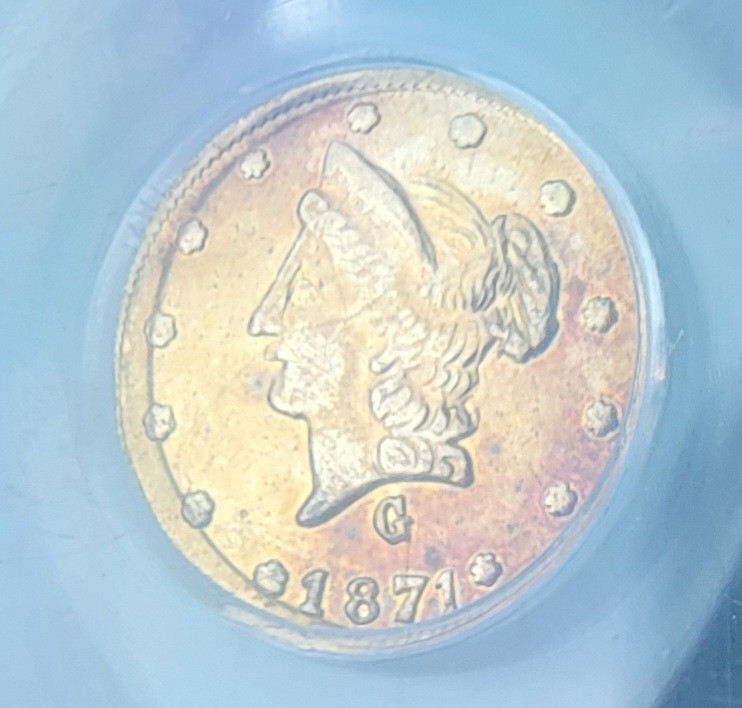 Cal. Fractional: 1871 50C PCGS AU58 (BG-1026) - California Fractional Gold