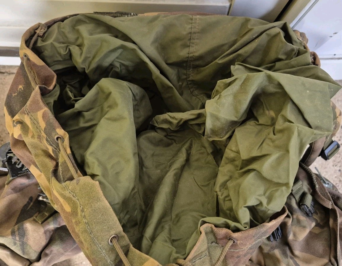 GENUINE BRITISH ARMY BERGEN RUCKSACK DPM LONG BACK 120L SIDE POUCHES +YOKE 1995