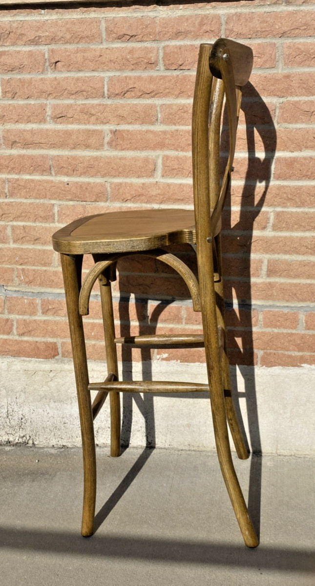 Bistro Style Cross Back Espresso Wood Restaurant Barstool