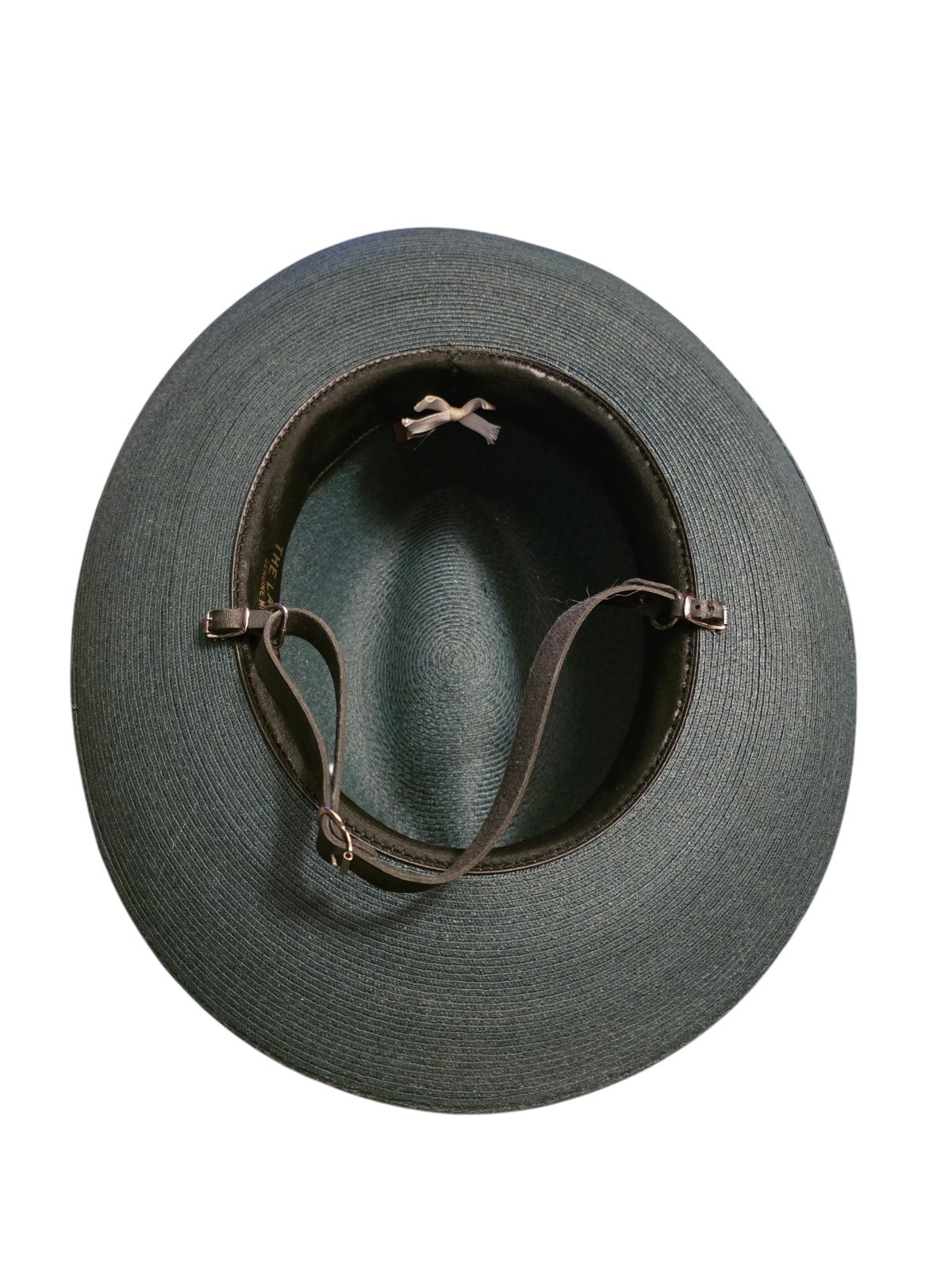 Vtg The Lawman Stratton Campaign Hat Green Milan Straw Leather Strap 7 1/4