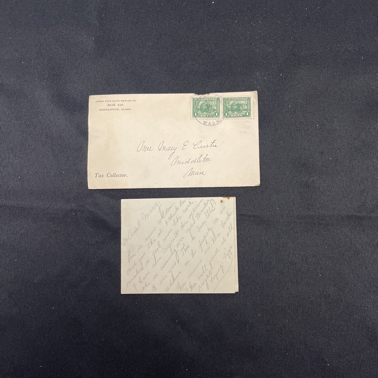 Lot of 34 Letters Mrs Mary Curtis Middleton Massachusetts 1900 - 1920