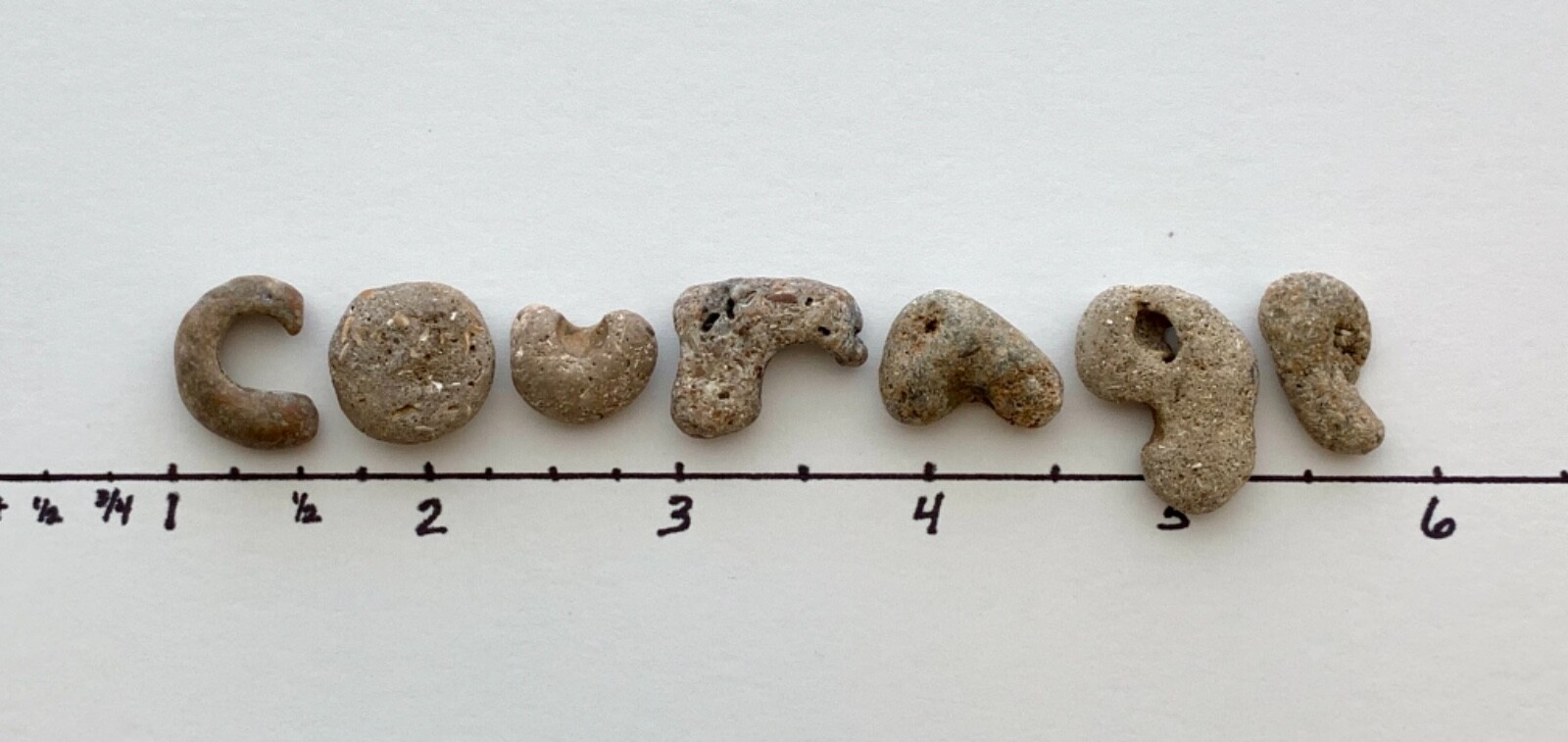 COURAGE Rocks Beach Stones Word Sign Natural Letter Shaped Pebble art craft USA