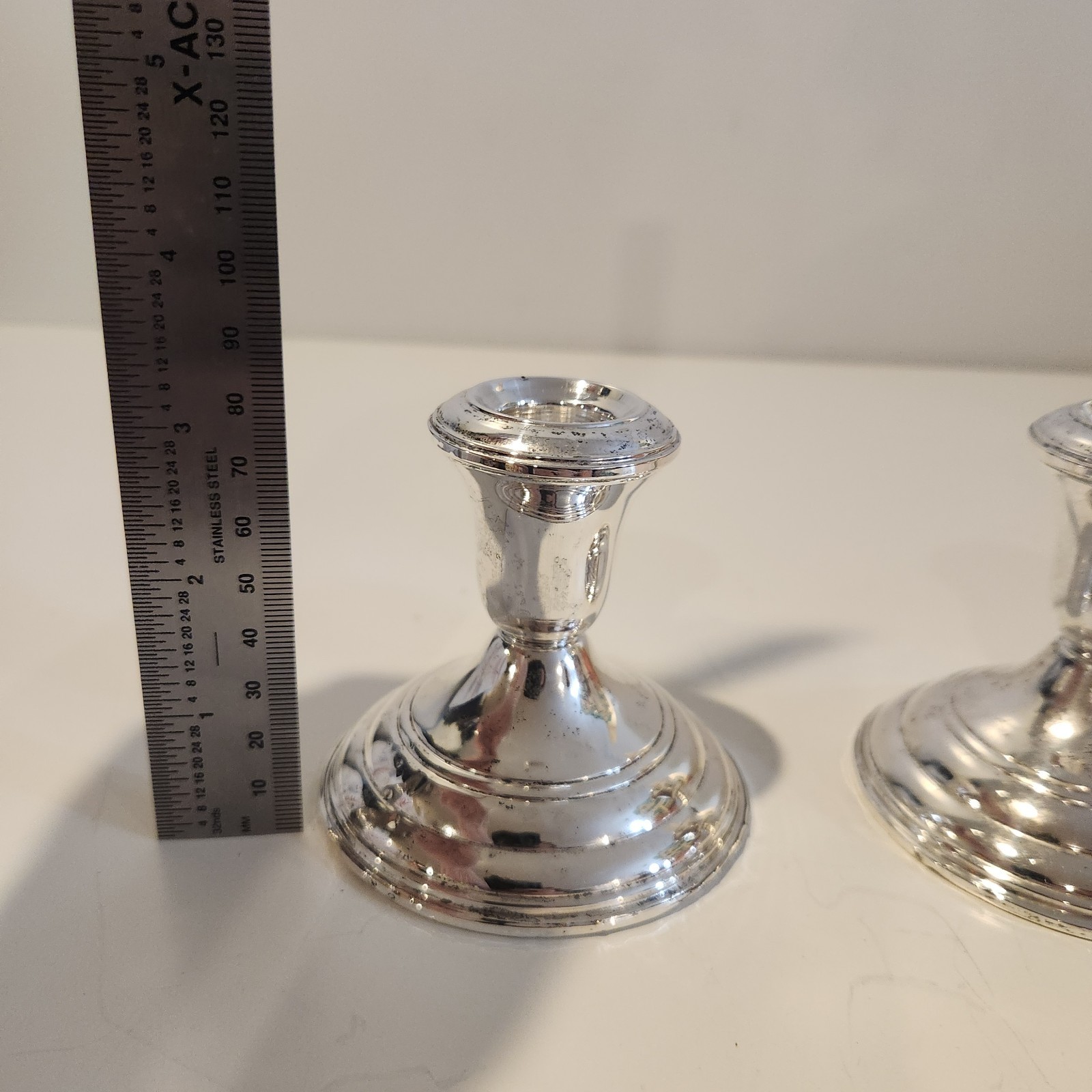Vintage Pair Reed & Barton Sterling Silver Weighted Candlestick Holders