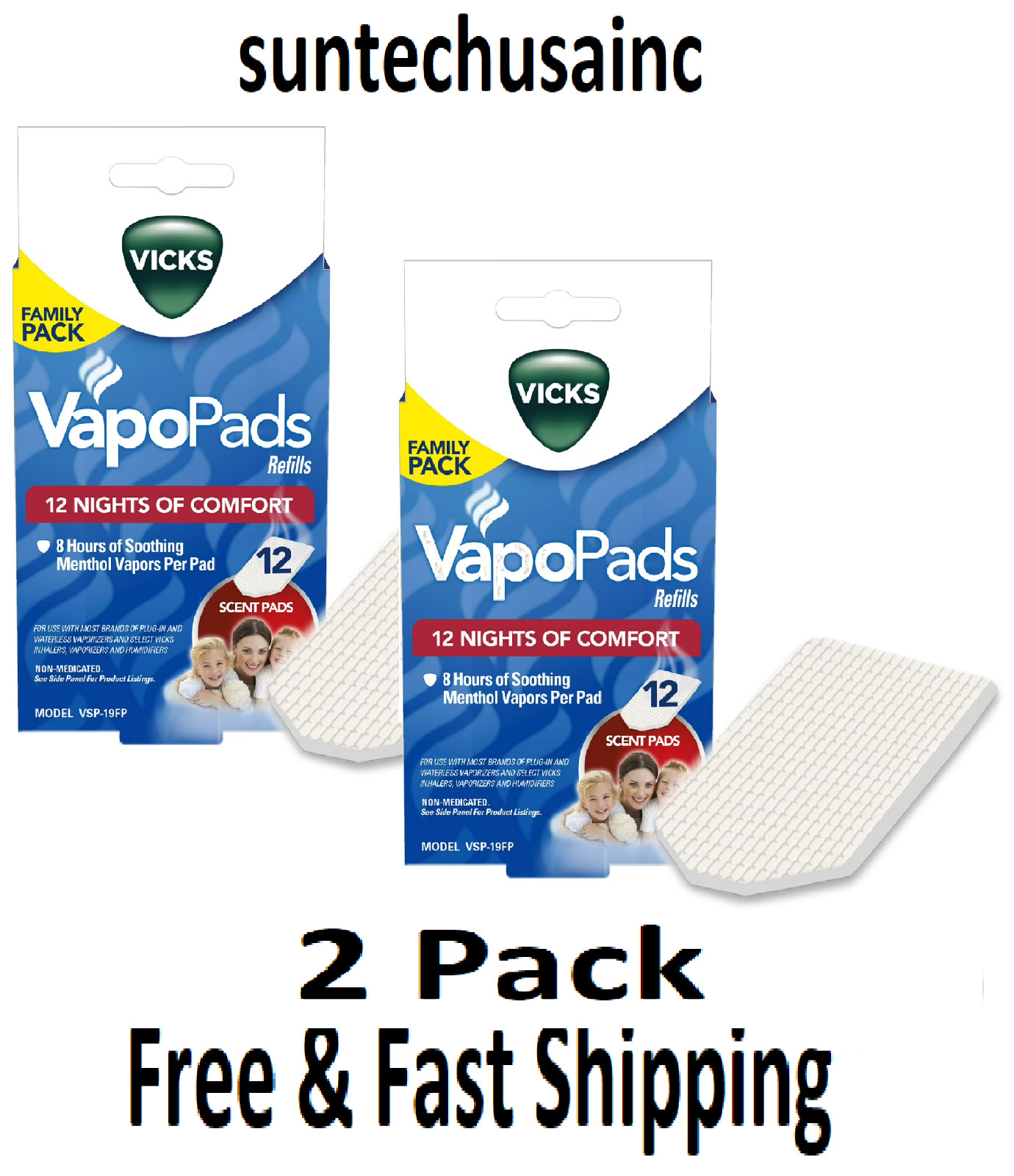 Vicks Vapo Pads Soothing Menthol,Sinus or Allergy Relief,12 Pack,VSP19FP- 2 Pack
