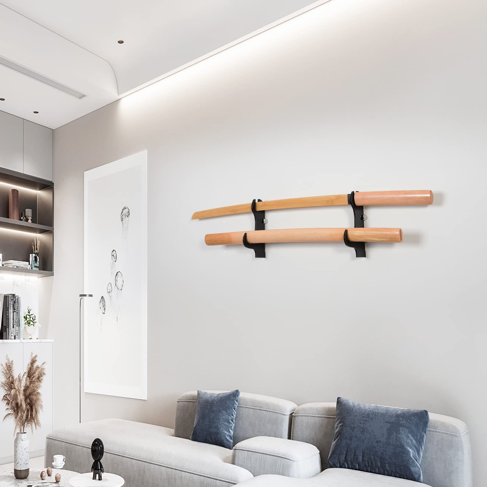 Katana Wall Mount - Black Plexiglass Sword Stand - Samurai Sword Holder