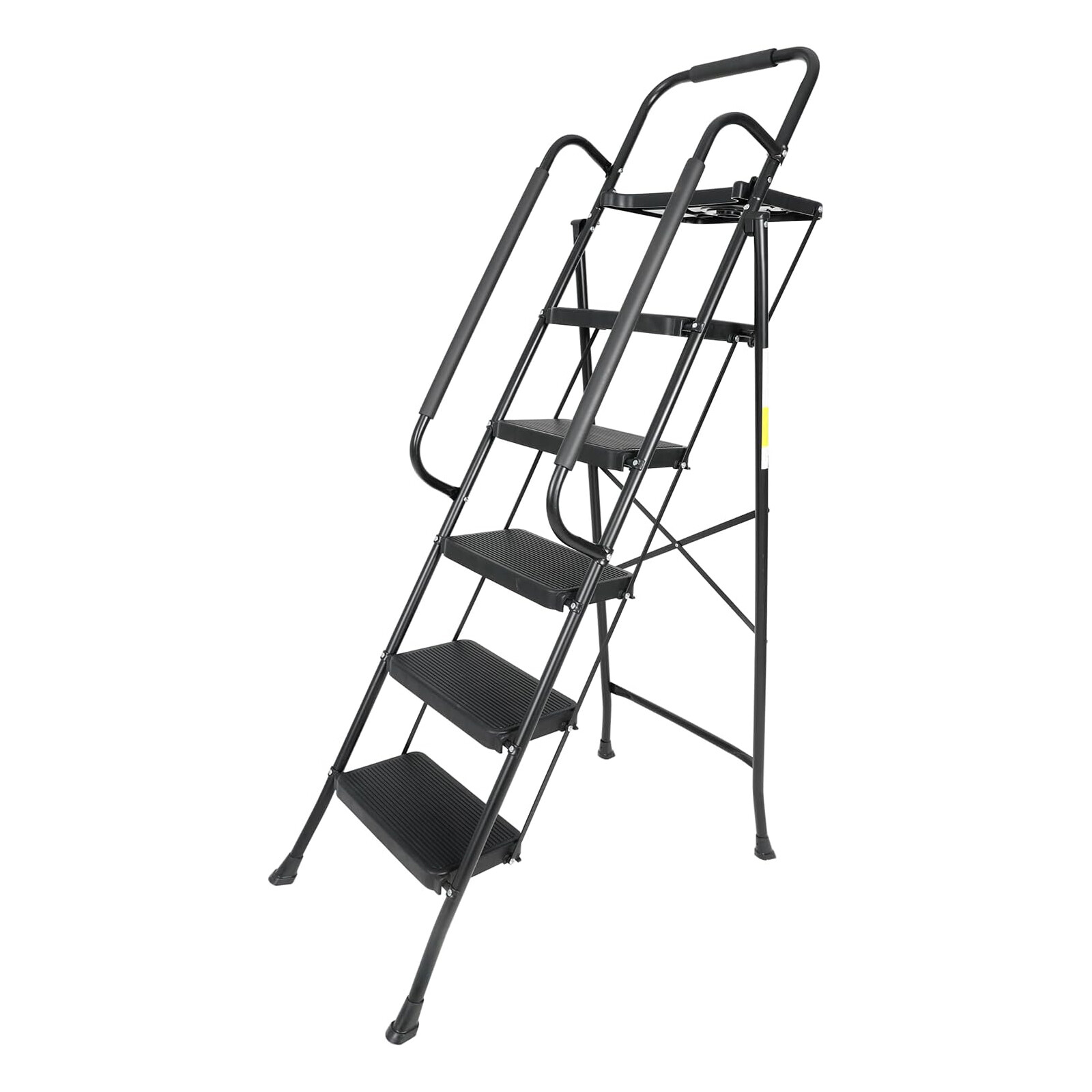 5 Step Non-Slip Stool Ladder with Handrails 330 lbs folding Tool Tray Platform