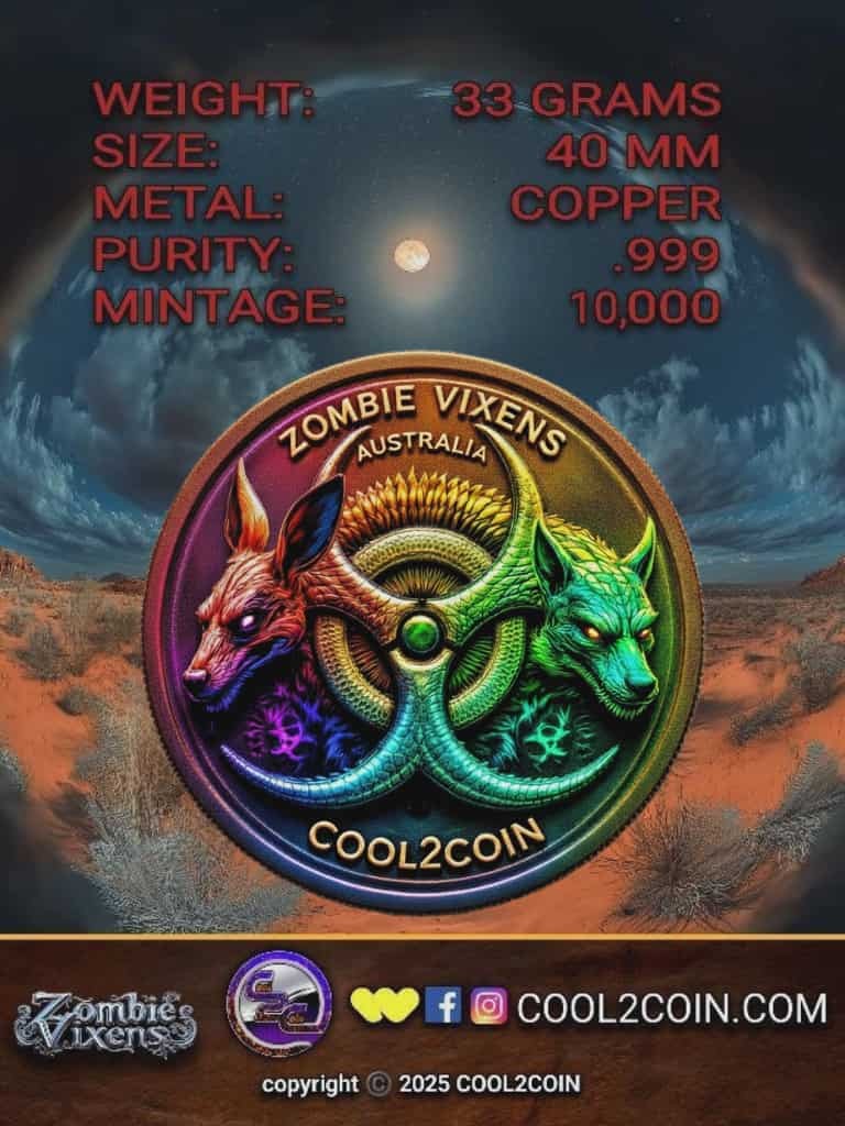 The Echidna The Spiked Horror 33 Gram Copper Colorized Coin in card