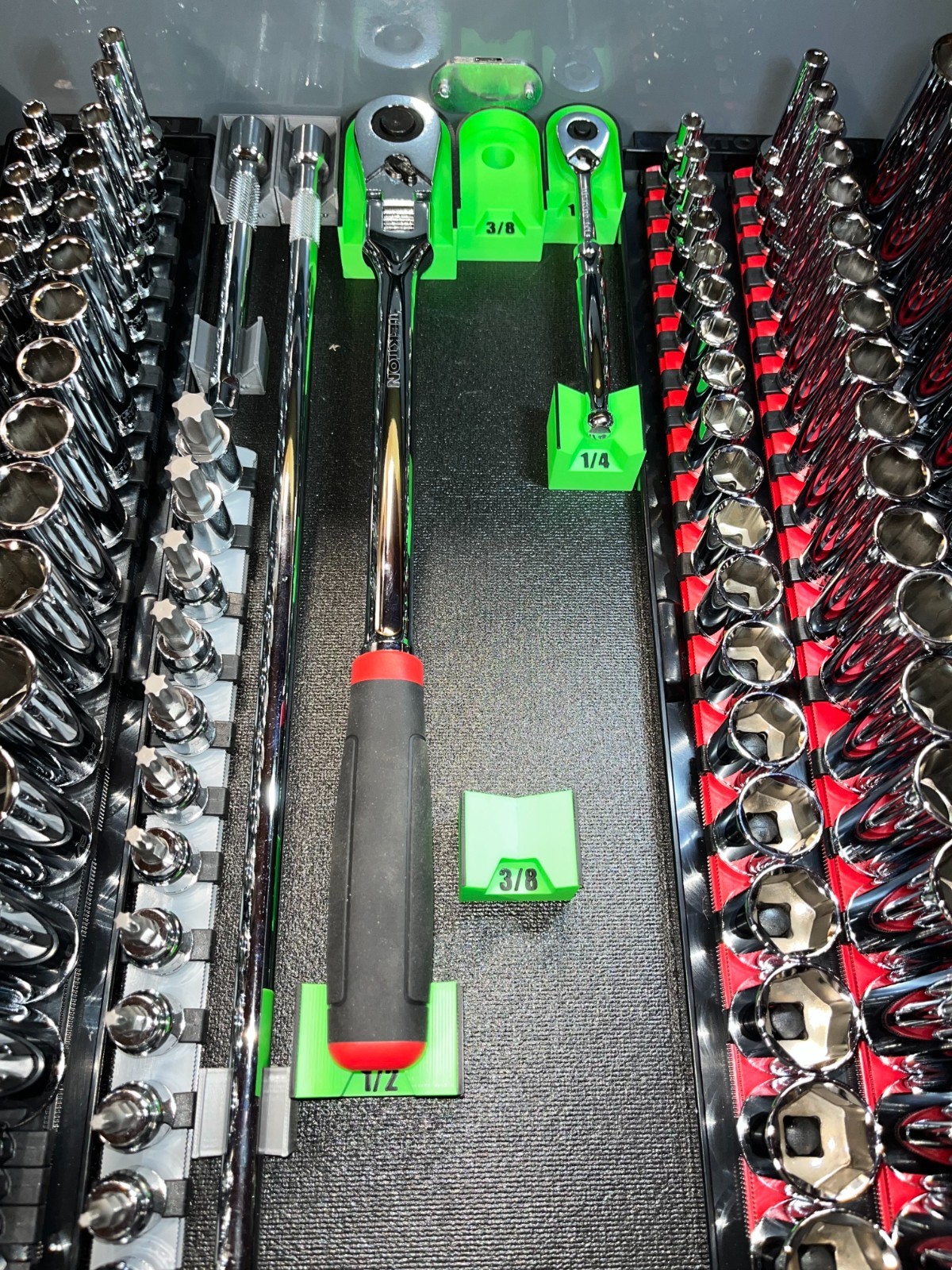 Ratchet Holders - 1/4”, 3/8”, 1/2” - Magnetic Tool / Toolbox Organizer