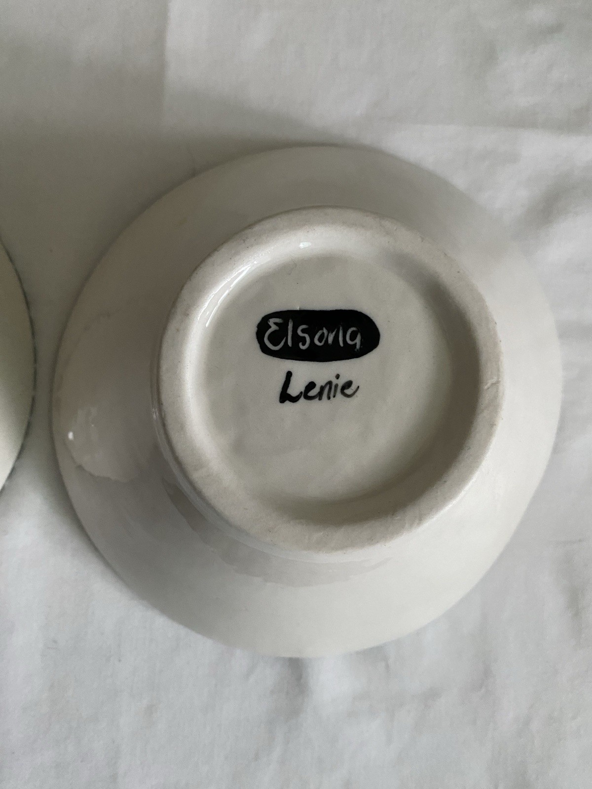 Pair VTG Elsona South African Hand Painted Ceramic 6" Bowls Elephant Signed