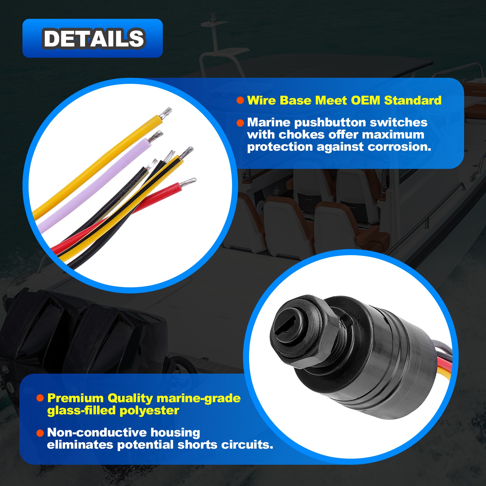 Ignition Key Switch Boat Push to Choke 6 Wires for Mercury Outboard 87-88107 A5