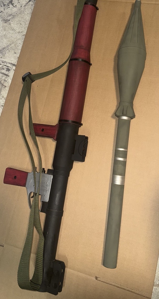 Full-Size RPG-7 Replica Prop – PVC Reinforced, Painted orange tip Not Weathered