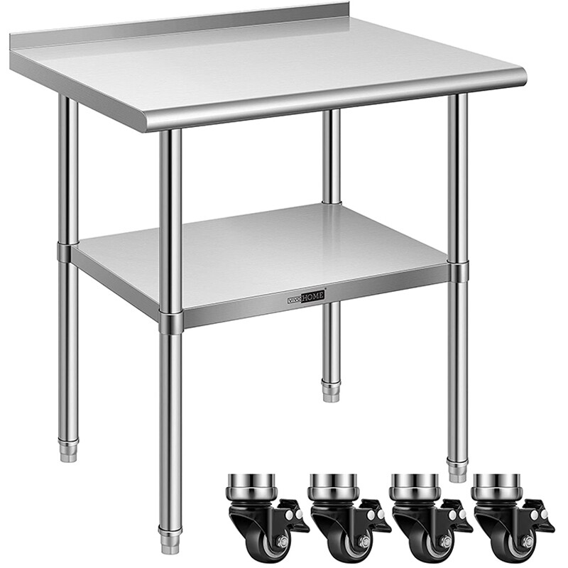 24'' x 30'' Stainless Steel Work Table w/ Backsplash Food Prep Commercial Table