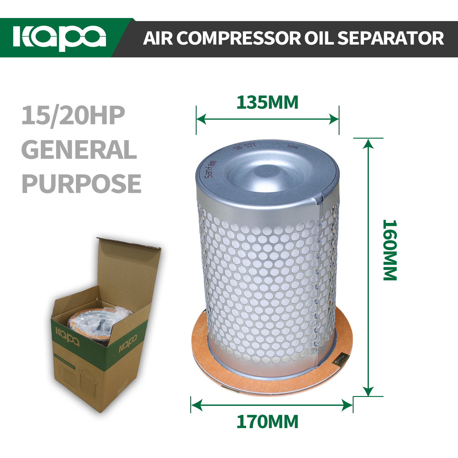 New Oil Separator Elementfor 15-20HP Screw Compressor Replacement KB8641 DB2074