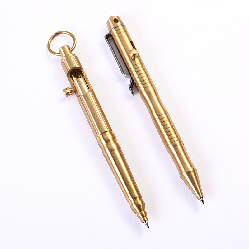 Quality Solid Brass Bolt Action Ball Point Pen Copper Art Craft Pocket EDC Gift