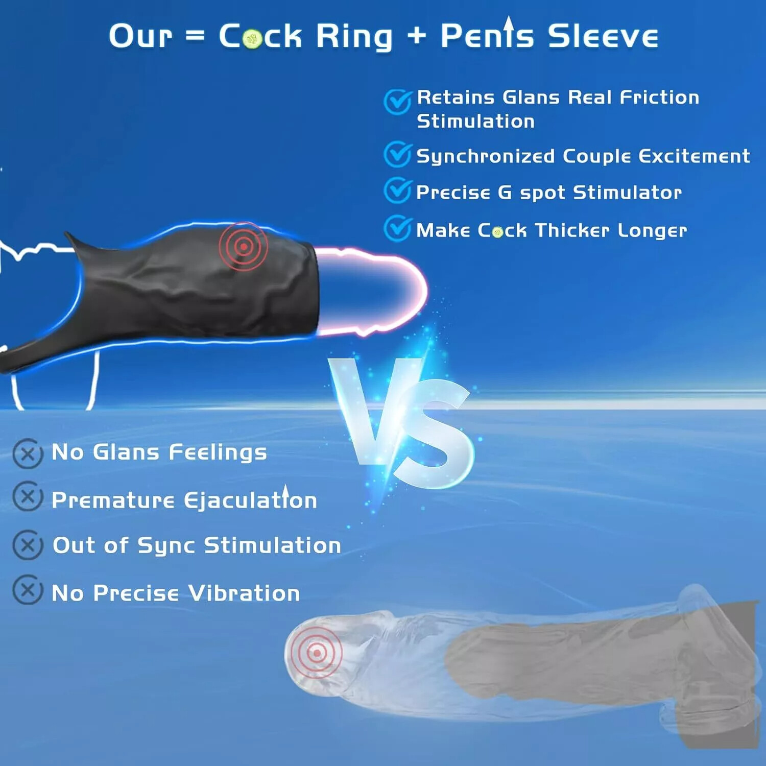 Men Penis Cock Ring Vibrator G-spot Dildo Massager Couple foreplay sex toys