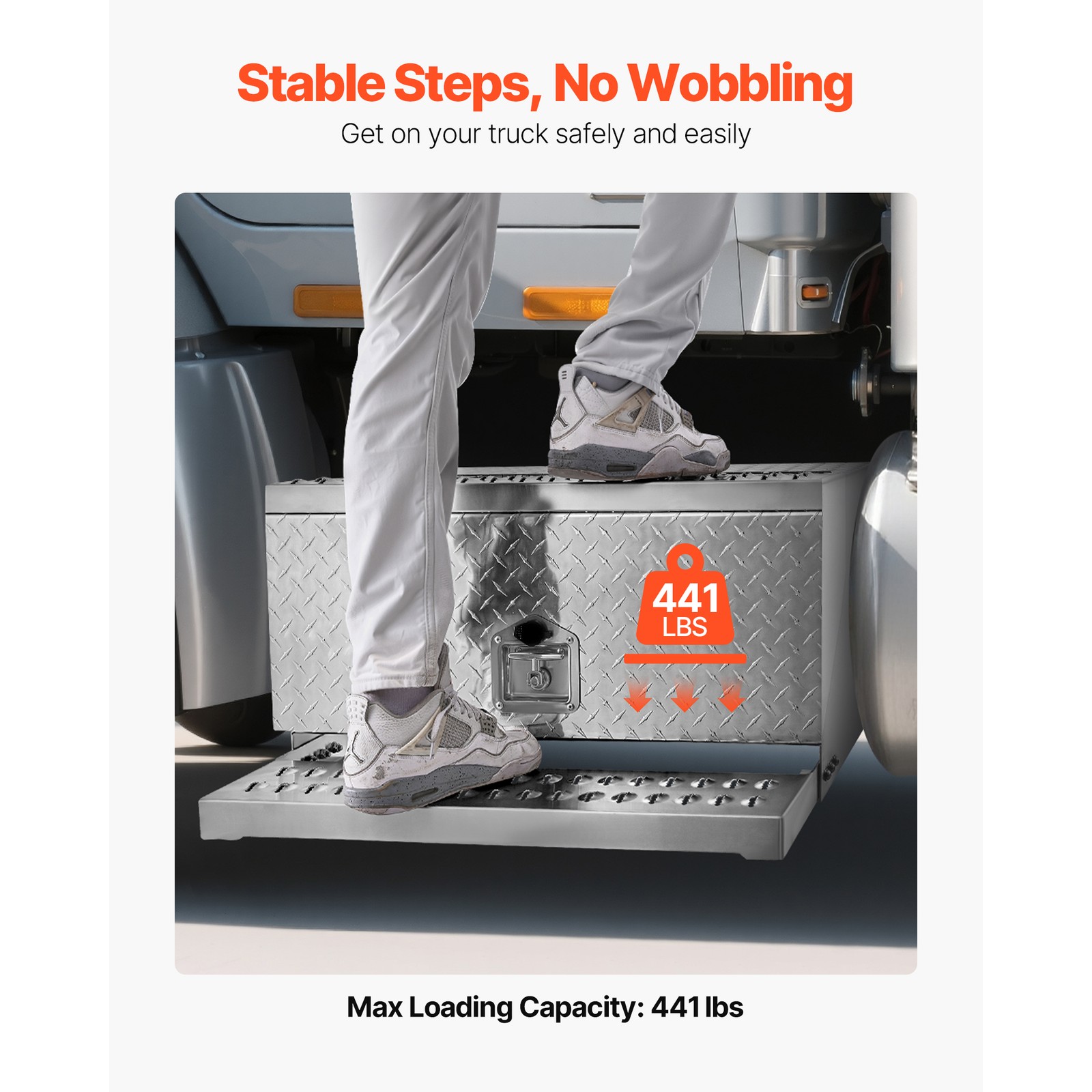 Uimoso Semi-Truck Aluminum Step Tool Box 30" x 29.5" x 15.8" for Heavy-Duty Use