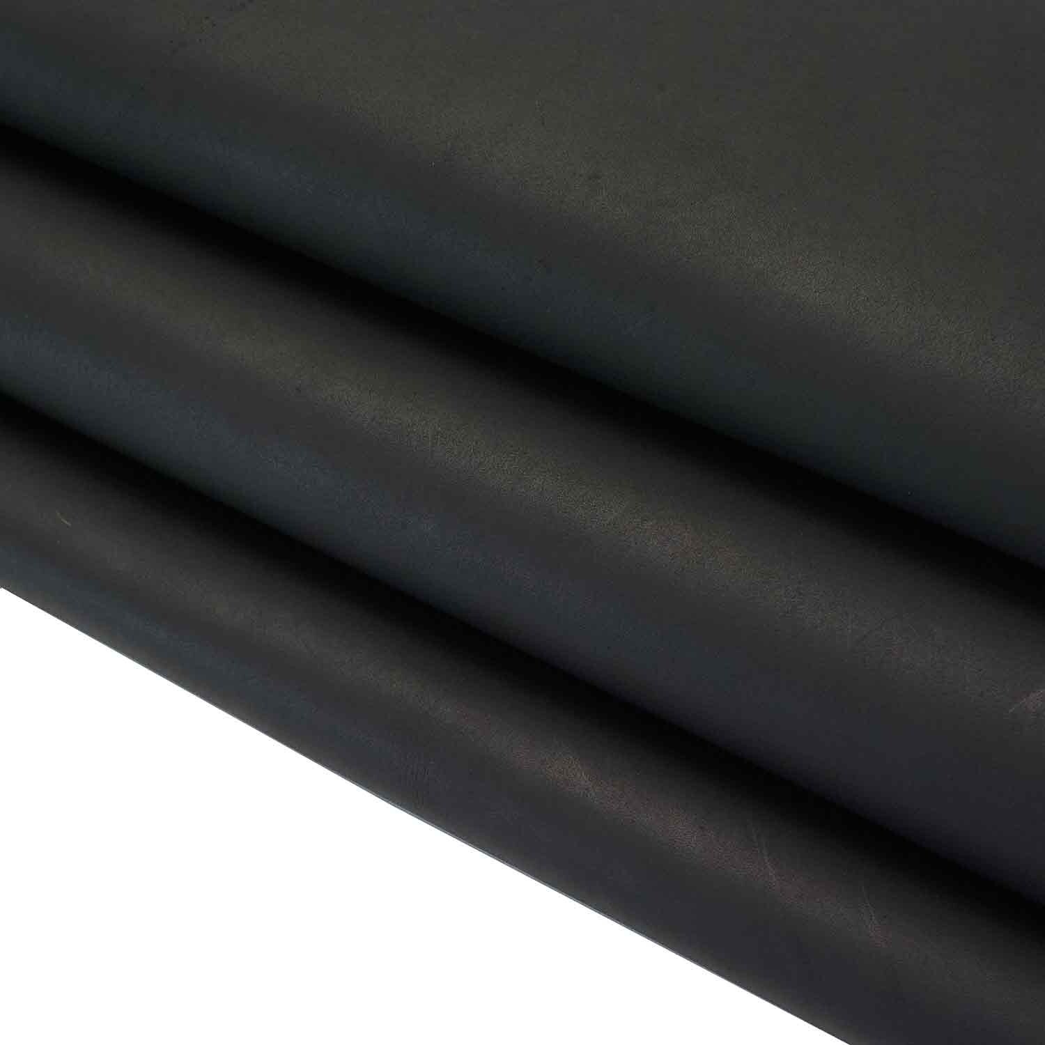 SLC Full Side 5/6 Ounce Matte Black Oil Tan Leather Side 19 to 24 Square feet