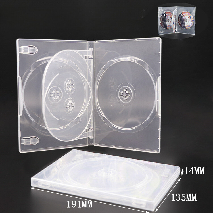 Lots Standard 4-Discs DVD Storage Replacement Cases Flip Cover Box 14mm Holder
