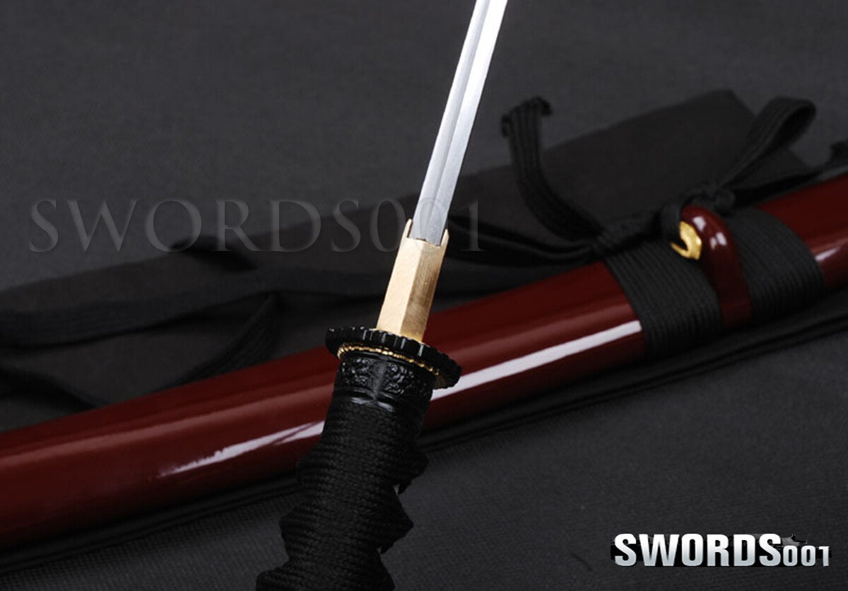 Self-defense Samurai Tanto Knife Carbon Steel Japanese Sword Dark Red Scabbard