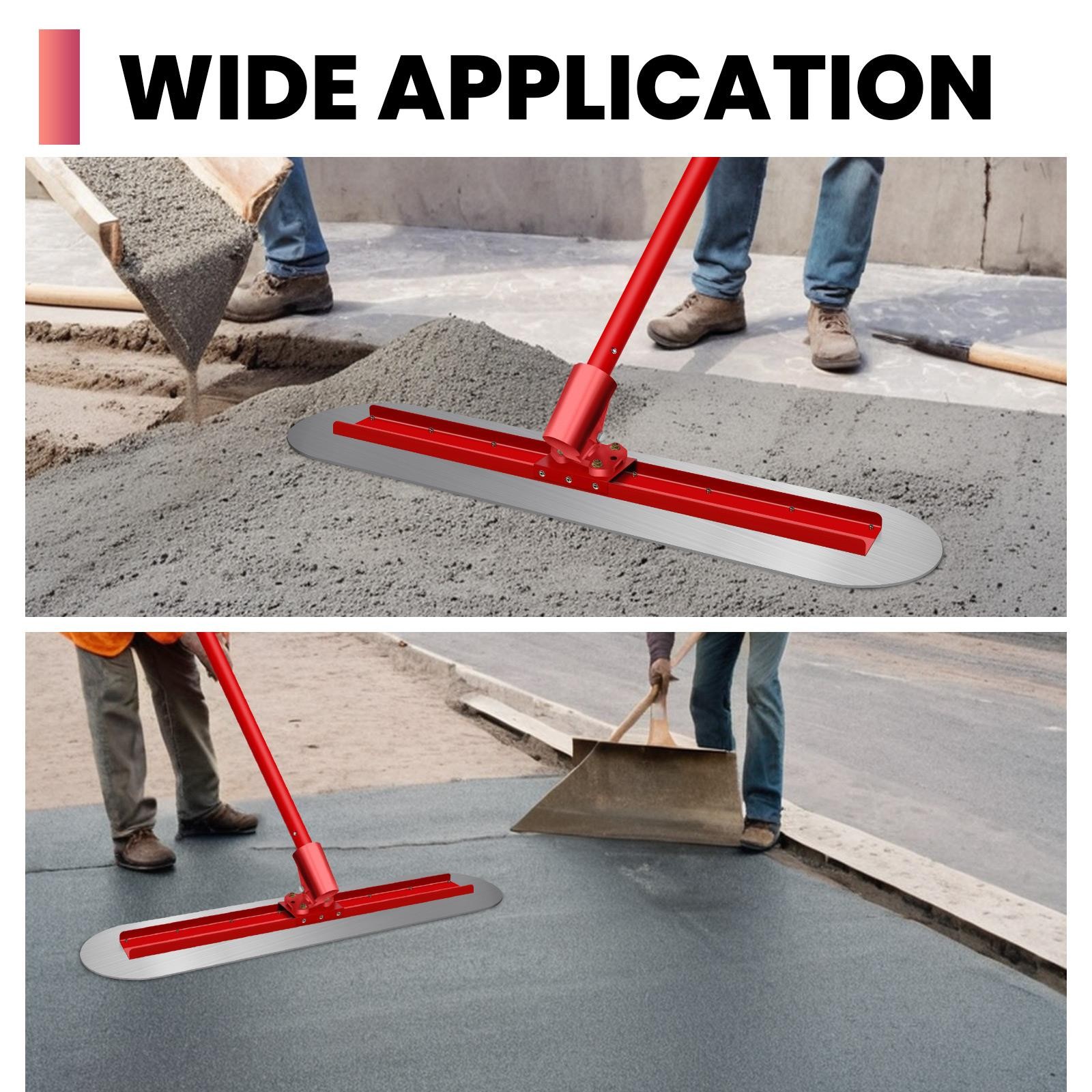 48"x12" Bull Float Concrete Tools Cement Trowel Finishing Tool w/ Bracket Handle