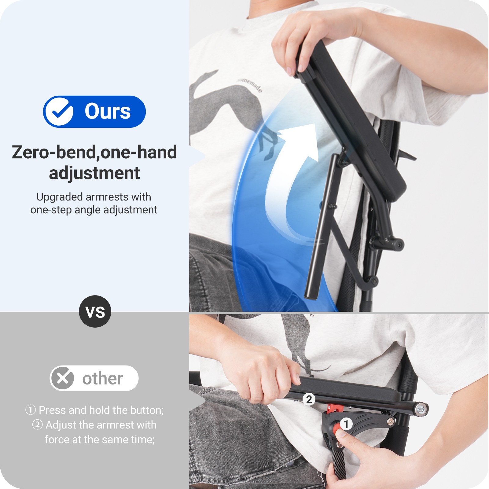 34.3lbs Ultra-Lightweight Electric Wheelchair 300lbs Capacity Foldable for Adult