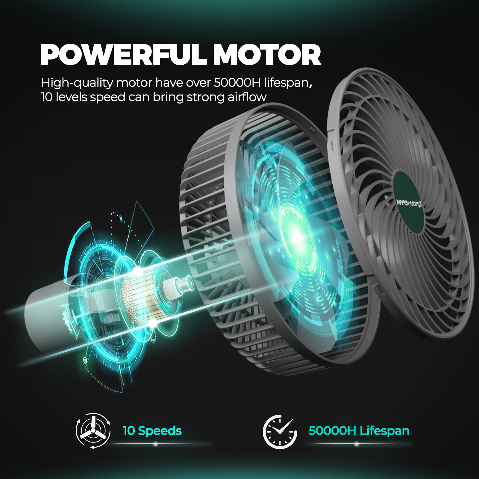 Mars Hydro 6-Inch Grow Tent Clip Fan, App-Controlled Oscillating