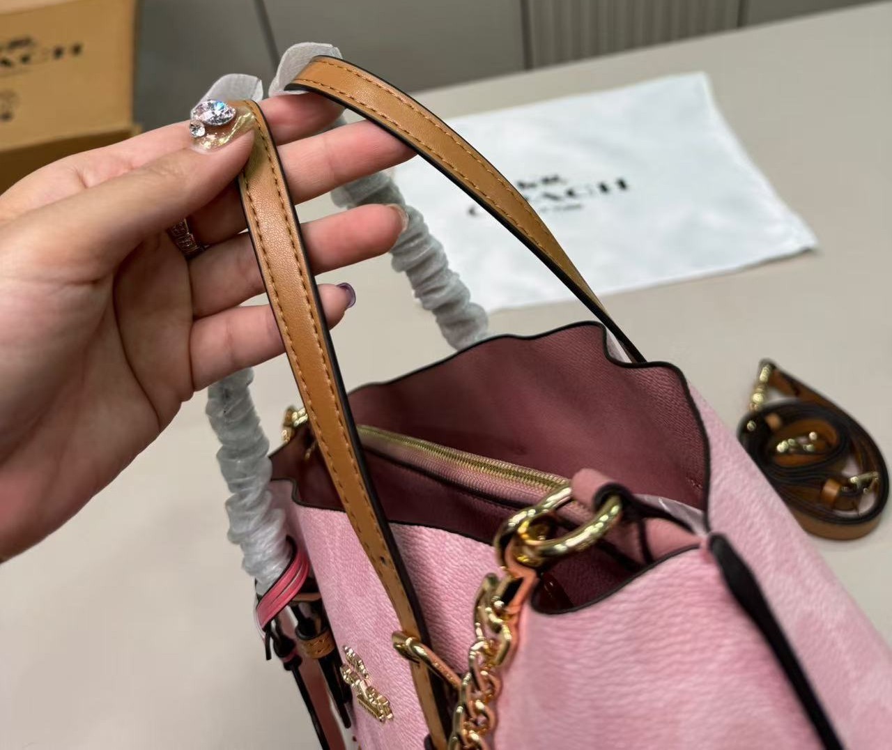 COACH Mollie Tote Bag 25 In Signature Canvas With Charms CER24 Powder Pink #NEKO