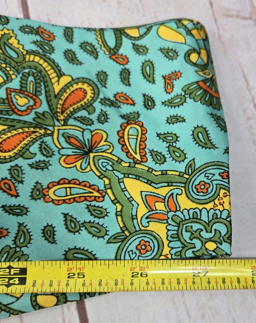 Vintage Tourqouise Green Paisley Scarf 55"