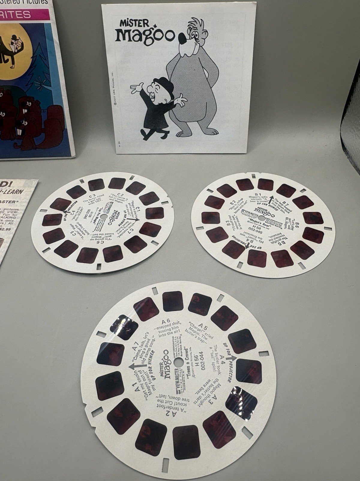 Rare GAF H56 Mister Magoo Mr. Cartoon Favorites View-Master 3 Reels Packet