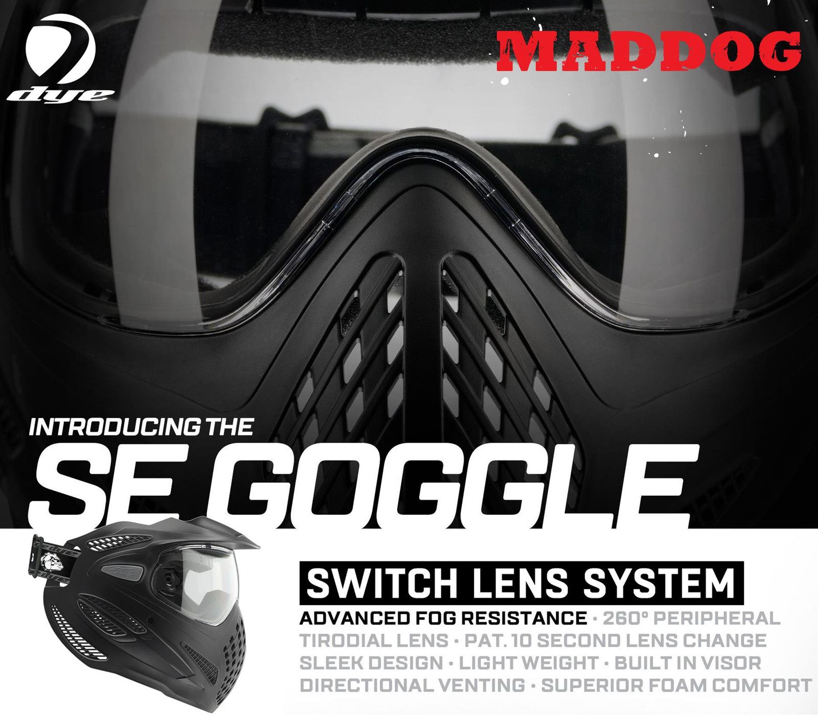 CLEARANCE Used Maddog Dye SE Anti-Fog Thermal Paintball Mask Goggle Clear Lens