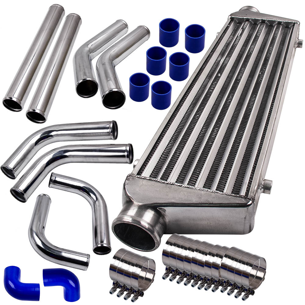 Universal Turbo Intercooler 27"x7"x2.5" & 2.5" Aluminum Pipe Tube & Couplers Kit