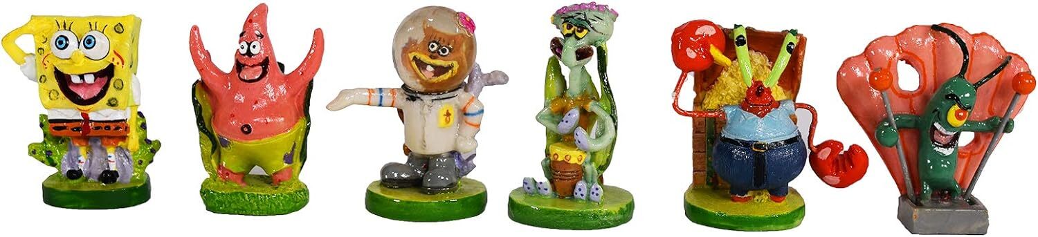 Bring Bikini Bottom to Life with SpongeBob Aquarium Ornament Set – 6 Pieces!