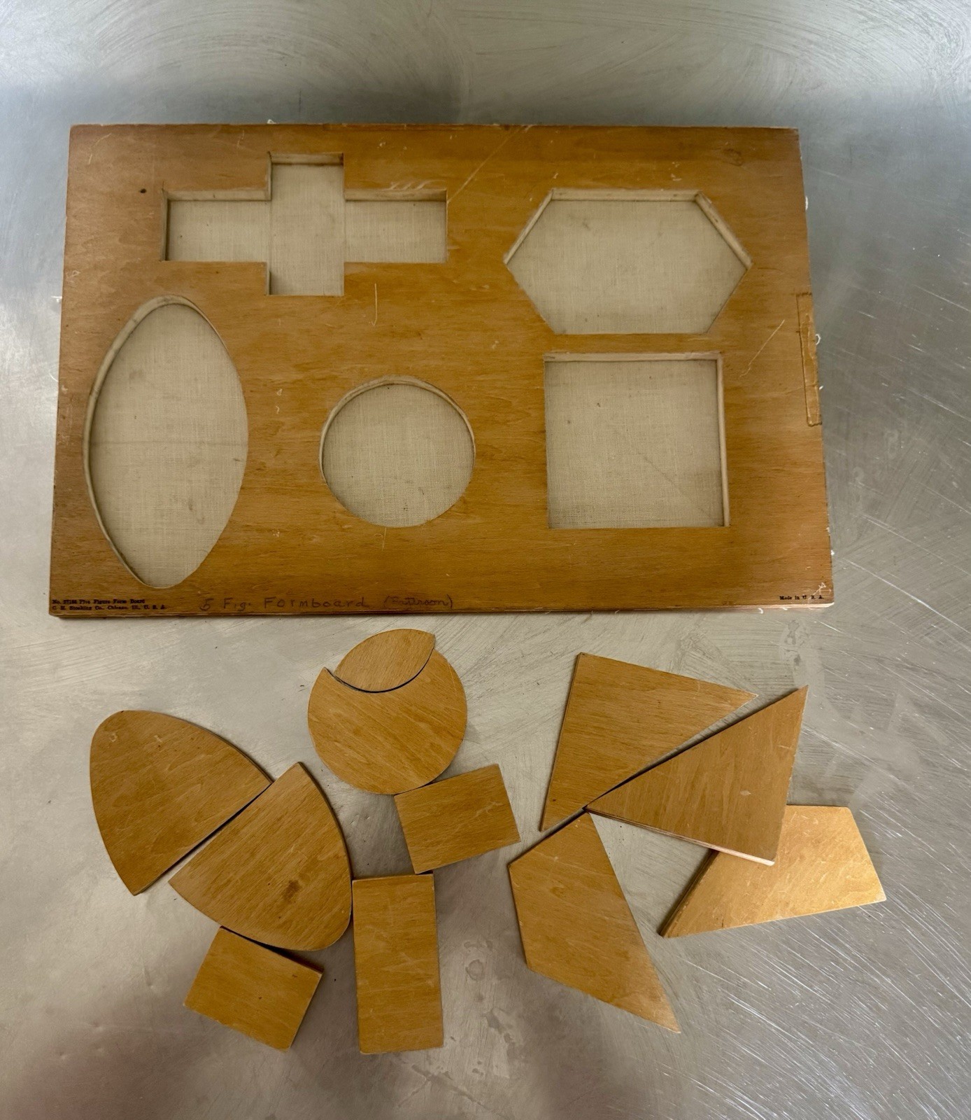 Vintage Stoelting Five Figure Form Board Psychology Test Educational Chicago