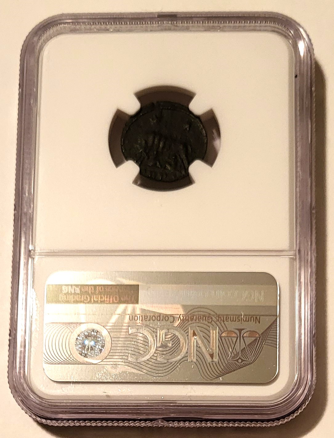 Roman Empire Constantinian c AD 330-340 AE3/4 BI Nummus She-Wolf/Twins XF NGC