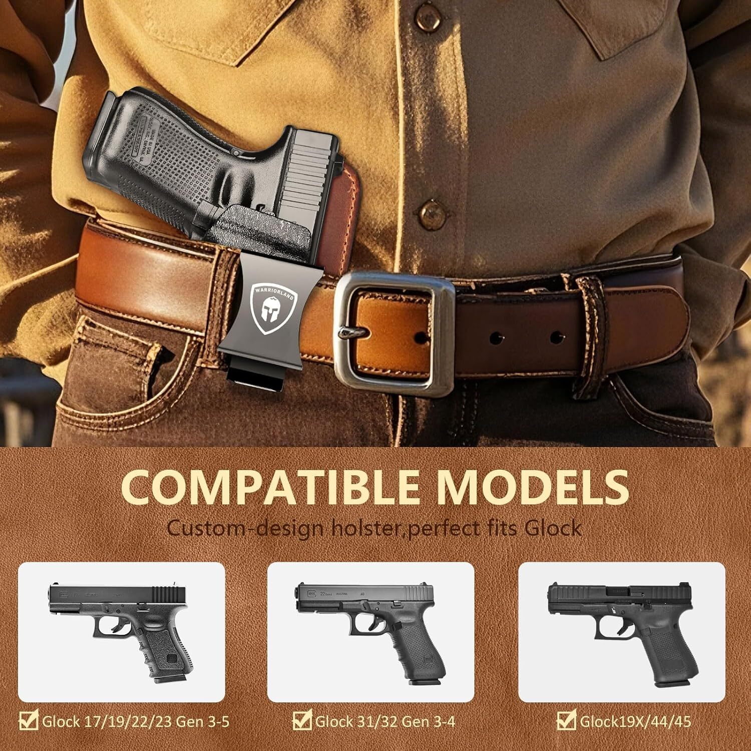 IWB Hybrid Holster For Glock 17/19/22/23 Gen 3-5,Glock 31/32 Gen3-4,G19X/44/45