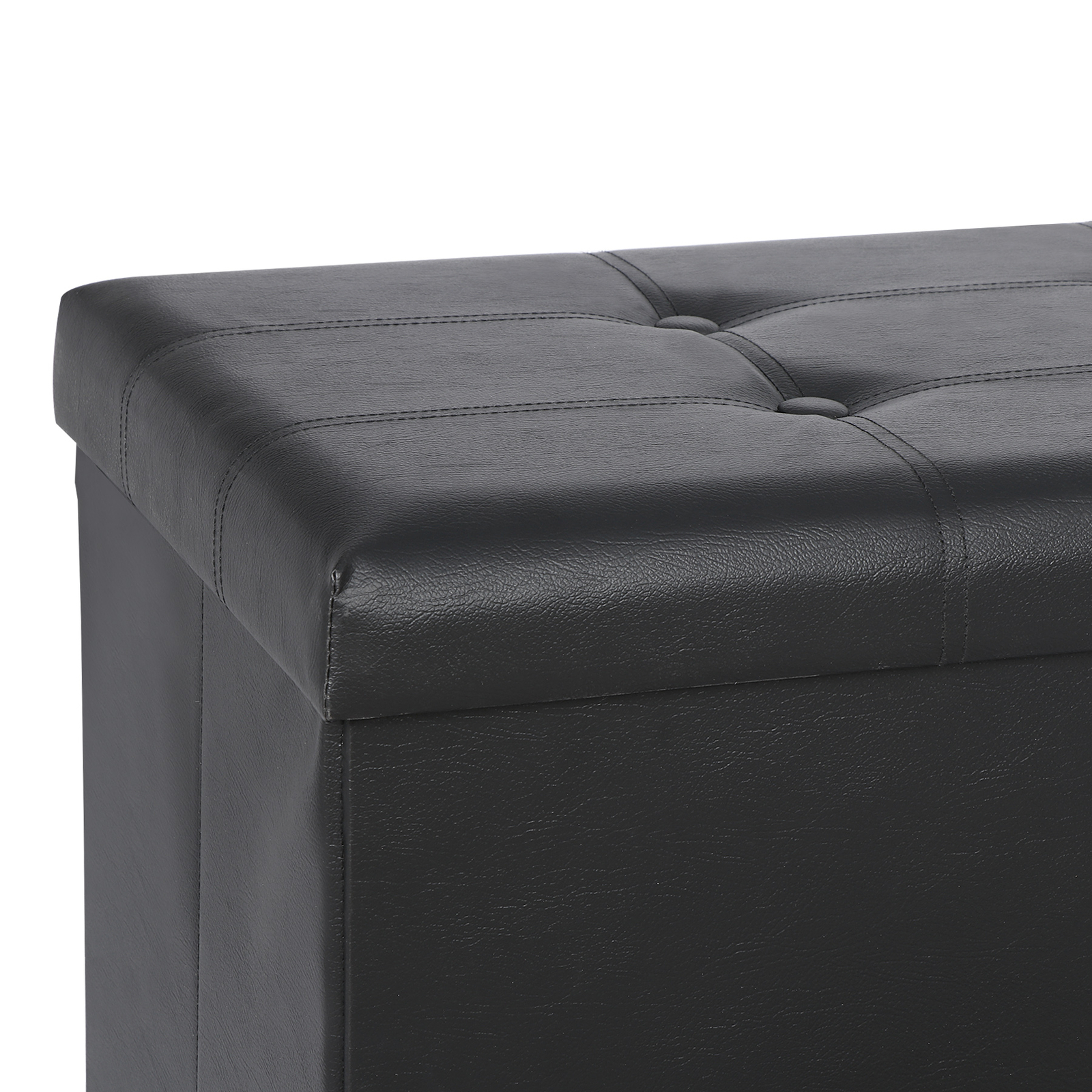 43 Inches Folding Storage Ottoman Bench Storage Chest Footrest wi/ Divider Black