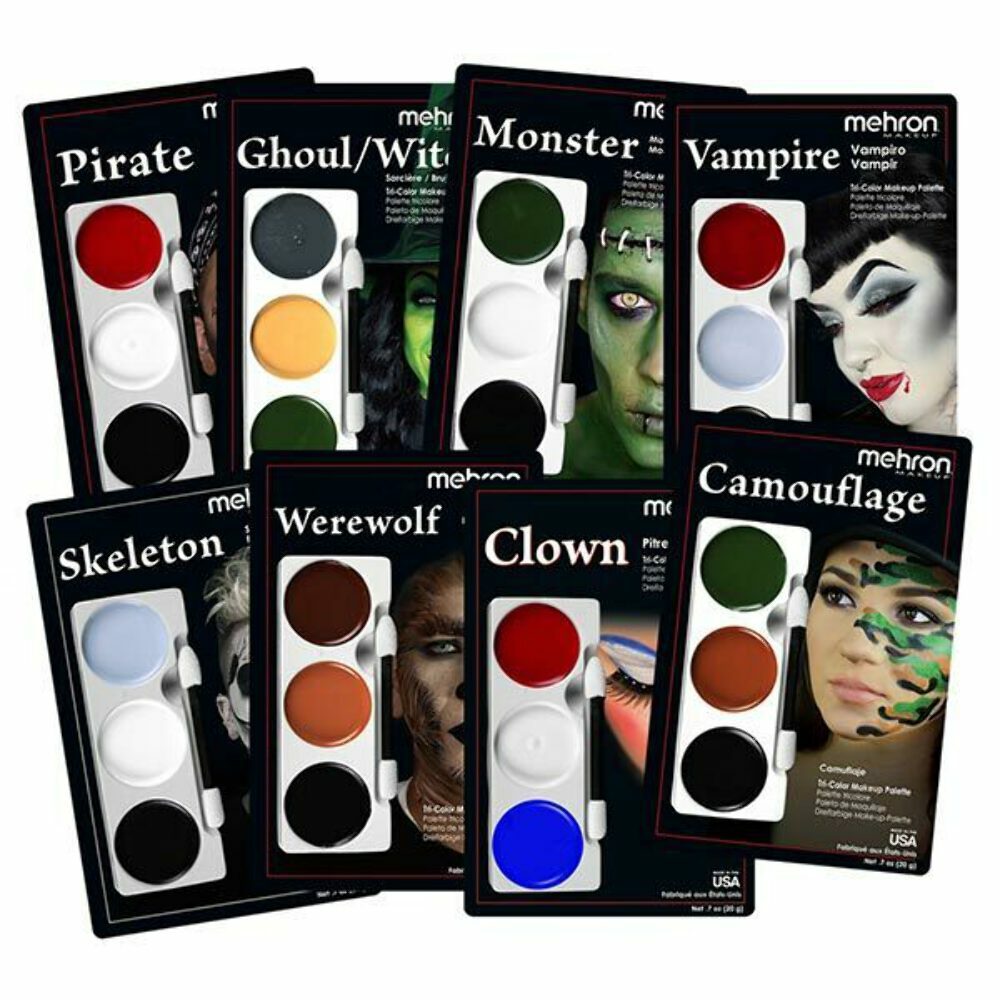 Mehron Tri-Color Character Palettes For SFX/Halloween/Cosplay, Various Styles