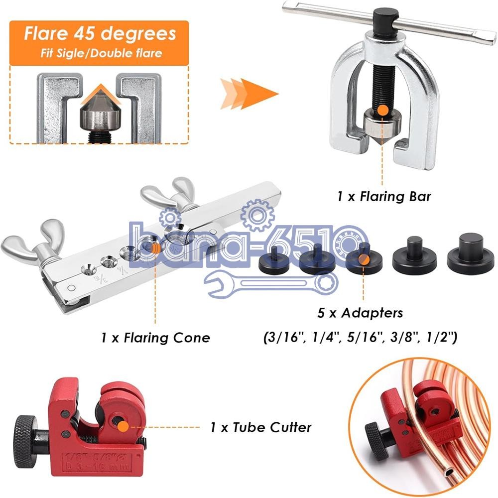Brake Line Pipe Repair 20 Nuts Fittings Kit 3/16 25ft Copper Pipe Flaring Tools