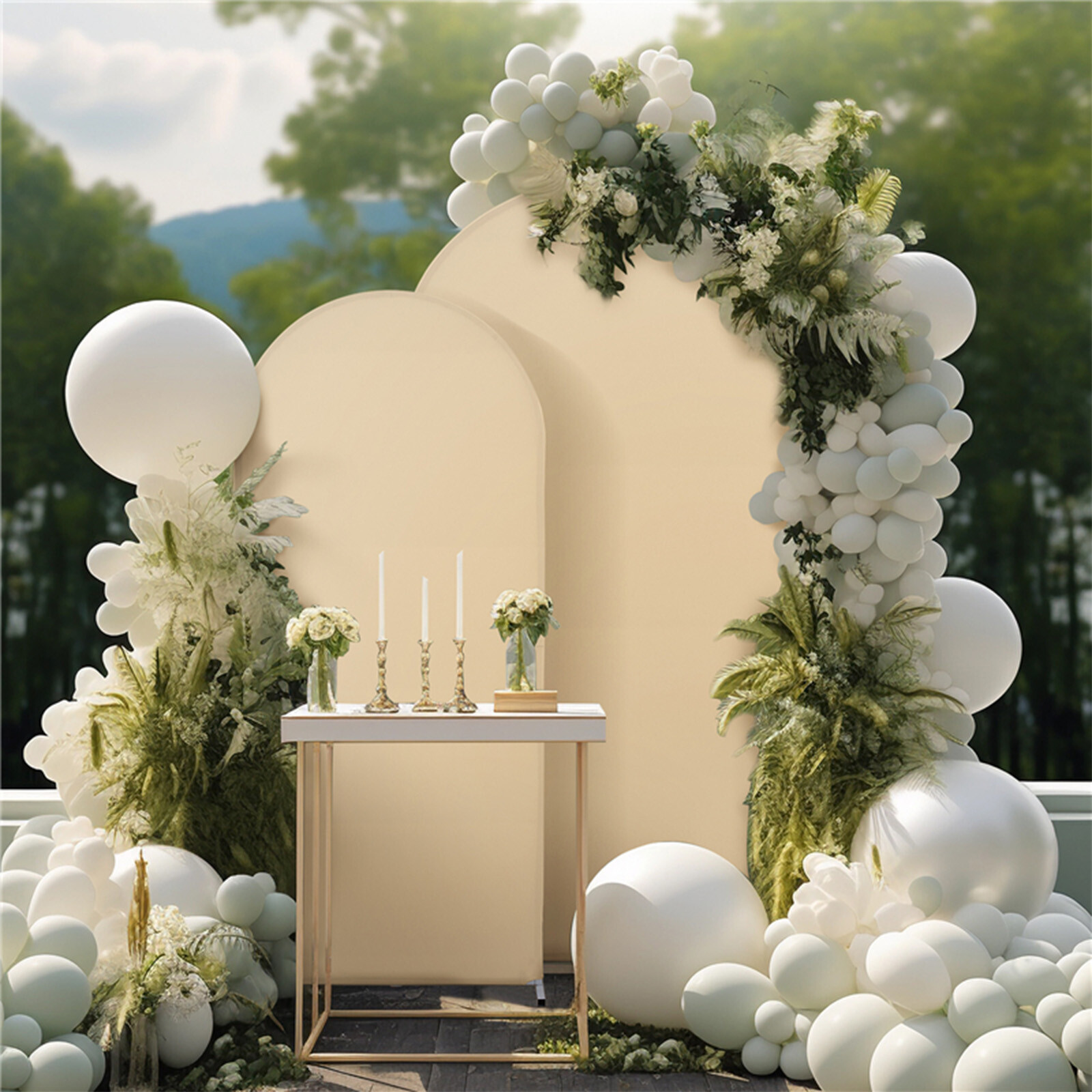 Full Sizes Wedding Party Arch Cover Spandex Fitted Arch Stand Covers Round Top