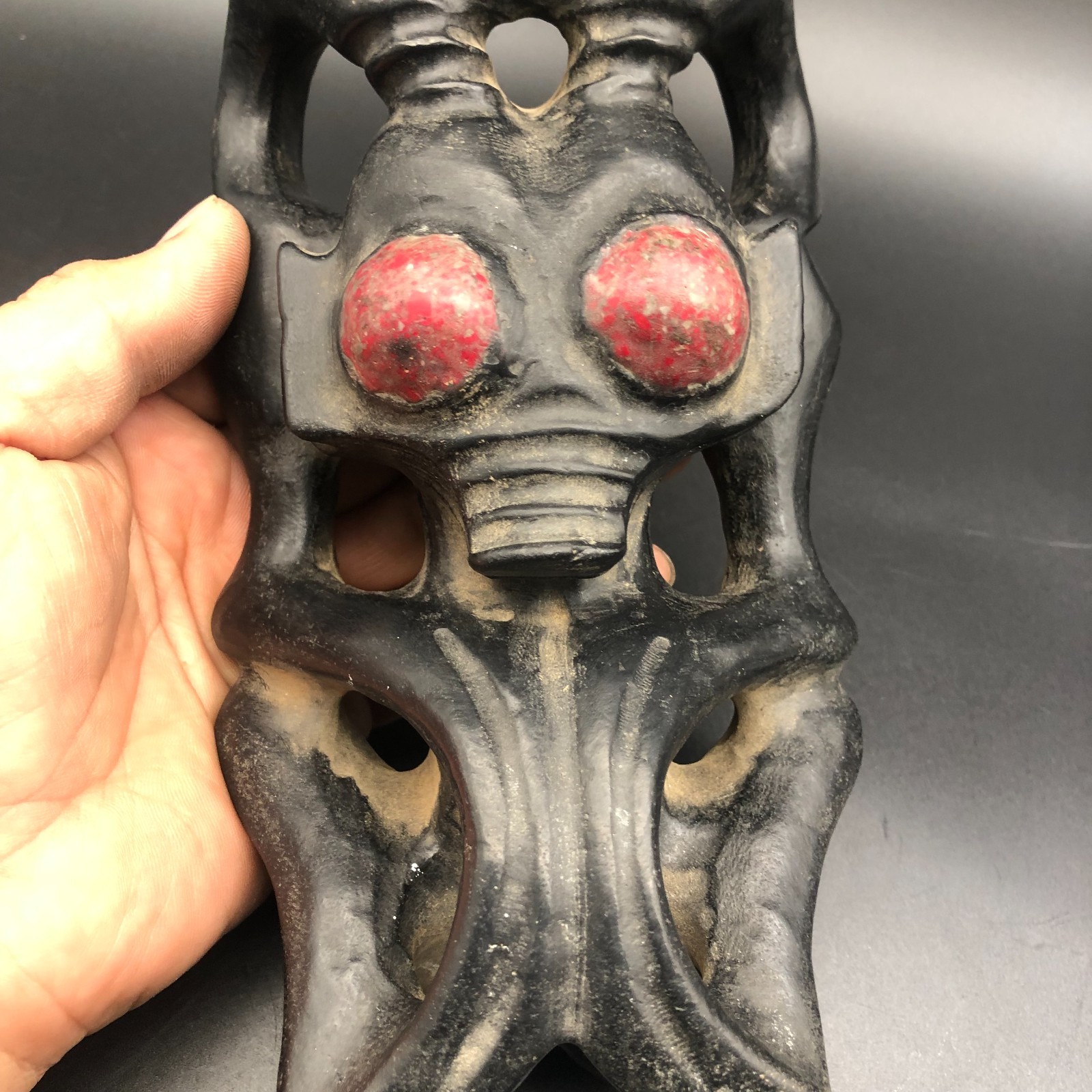 Old HongShan Culture Meteorite Jade Hand-Carved Sun God Helios&Pig Dragon Statue