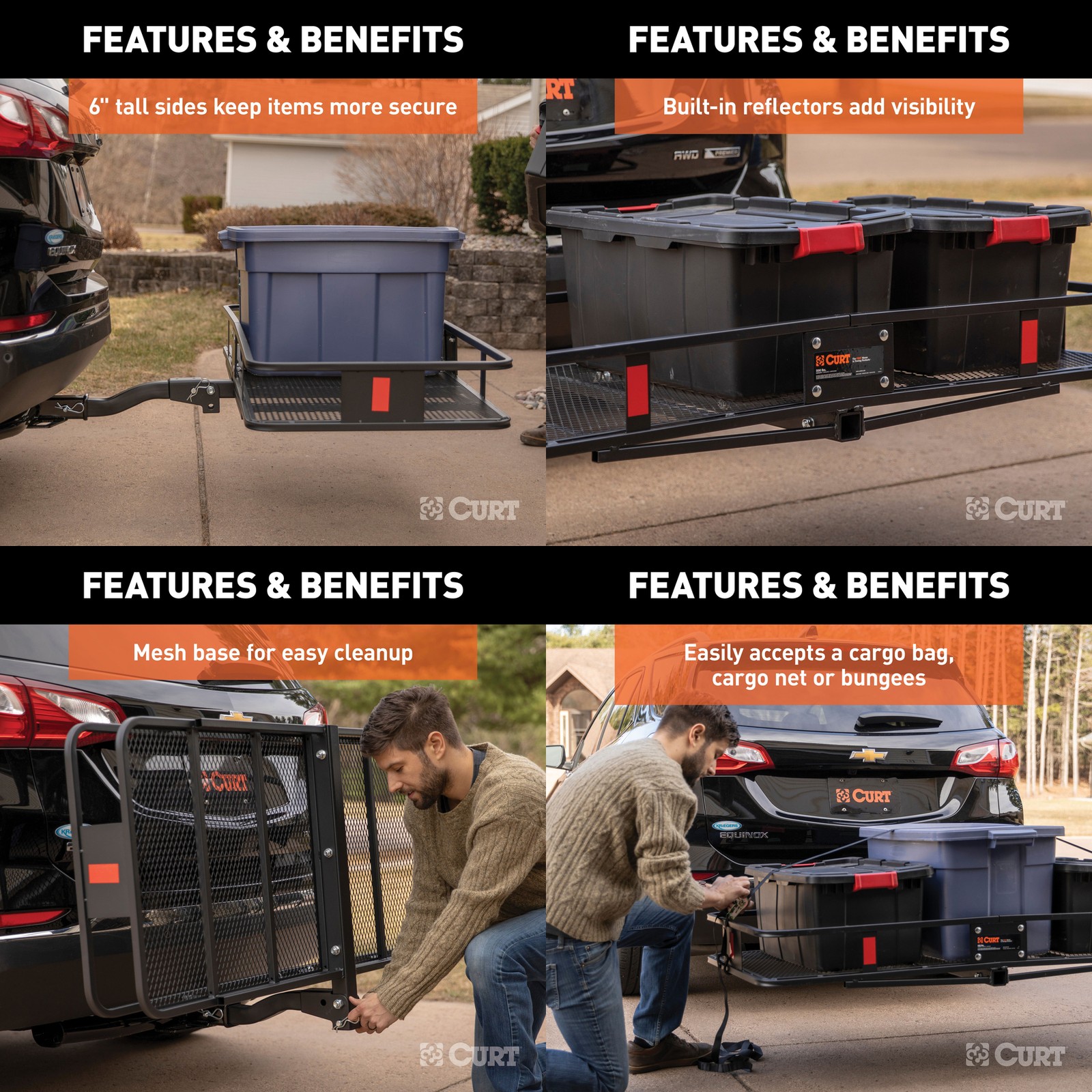 CURT Trailer Hitch + Cargo Carrier Basket Folding for 2007-2013 Outlander